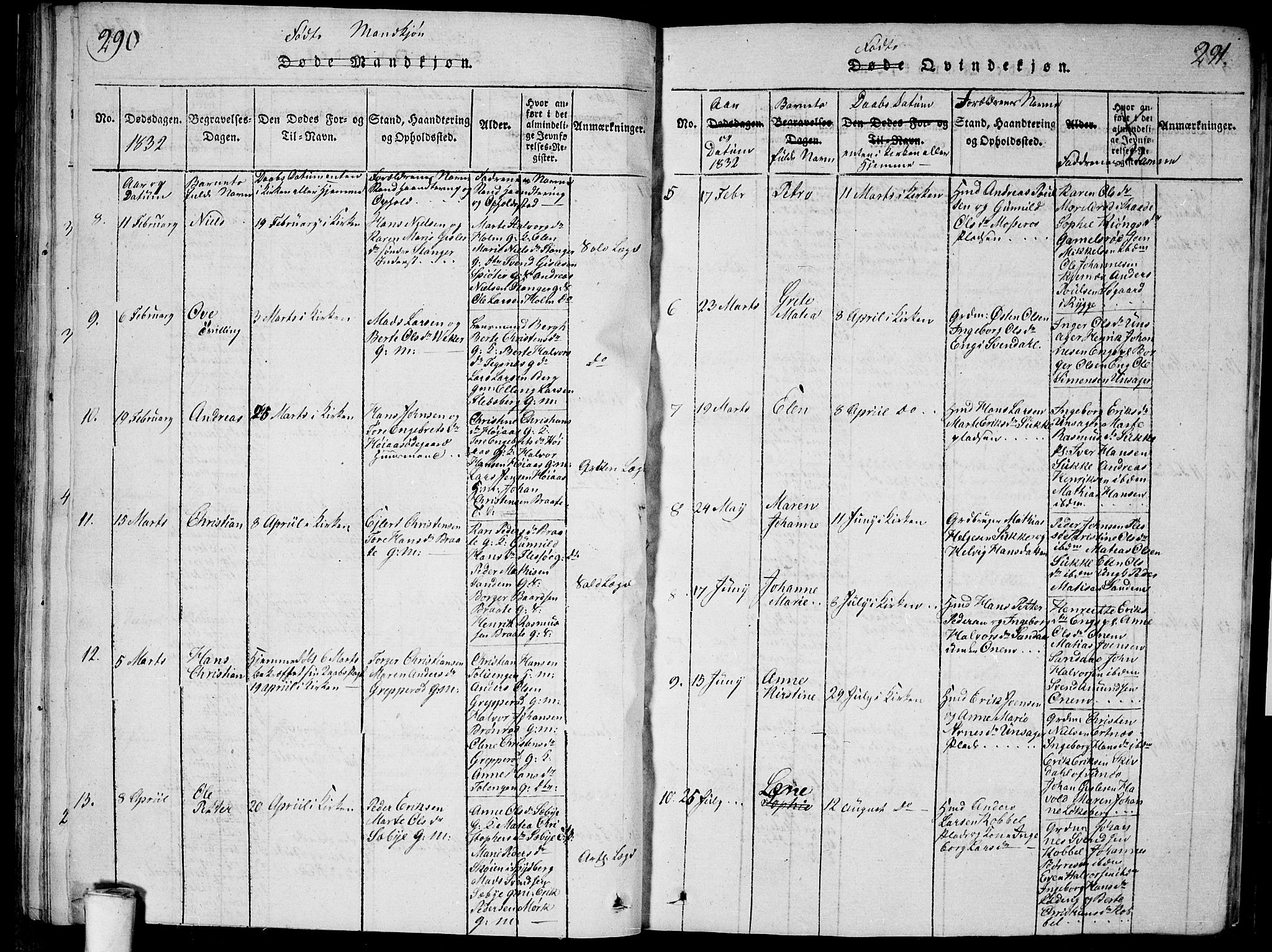 Våler prestekontor Kirkebøker, AV/SAO-A-11083/G/Ga/L0001: Parish register (copy) no. I 1, 1815-1839, p. 290-291