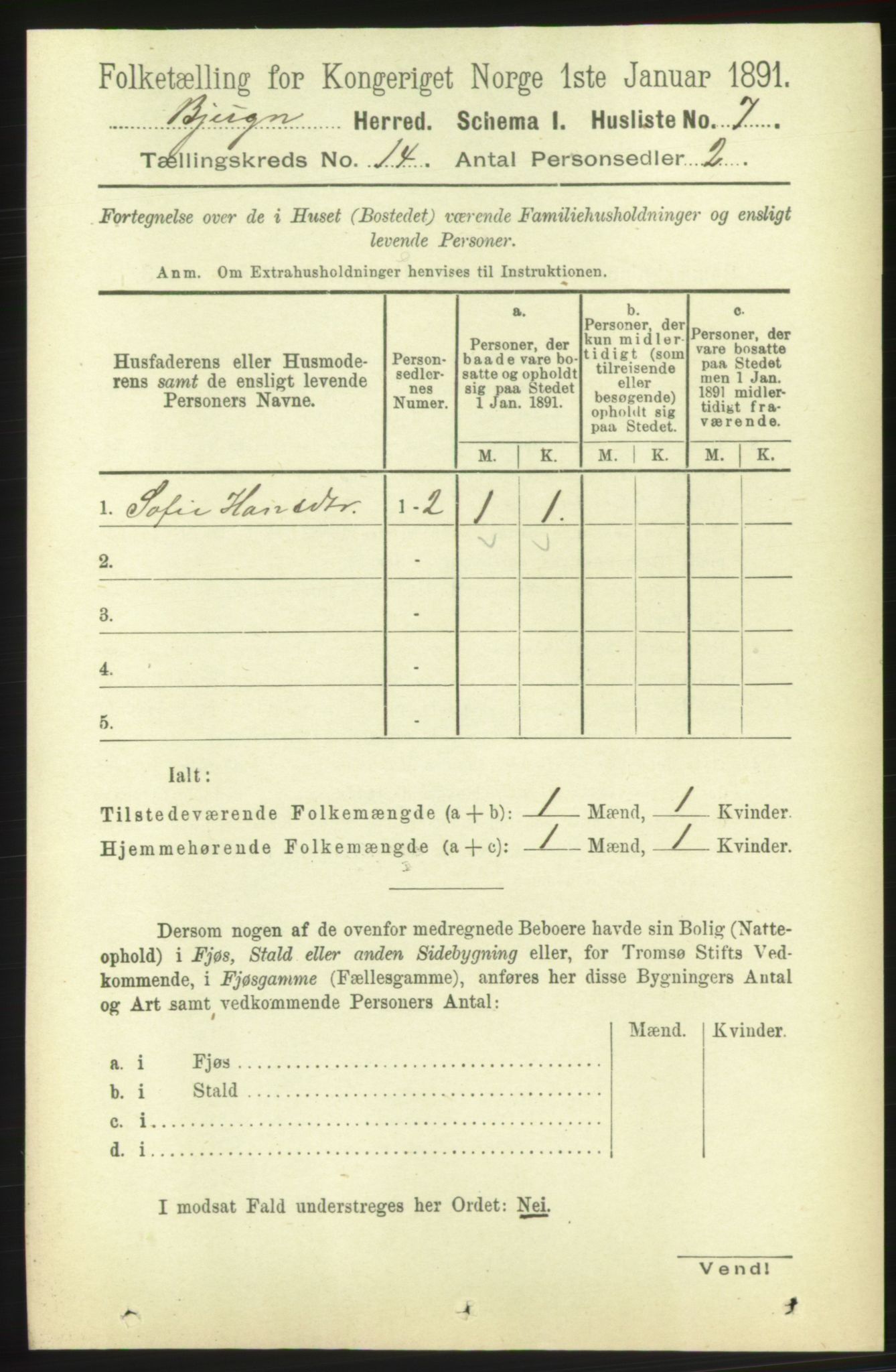 RA, 1891 census for 1627 Bjugn, 1891, p. 3933