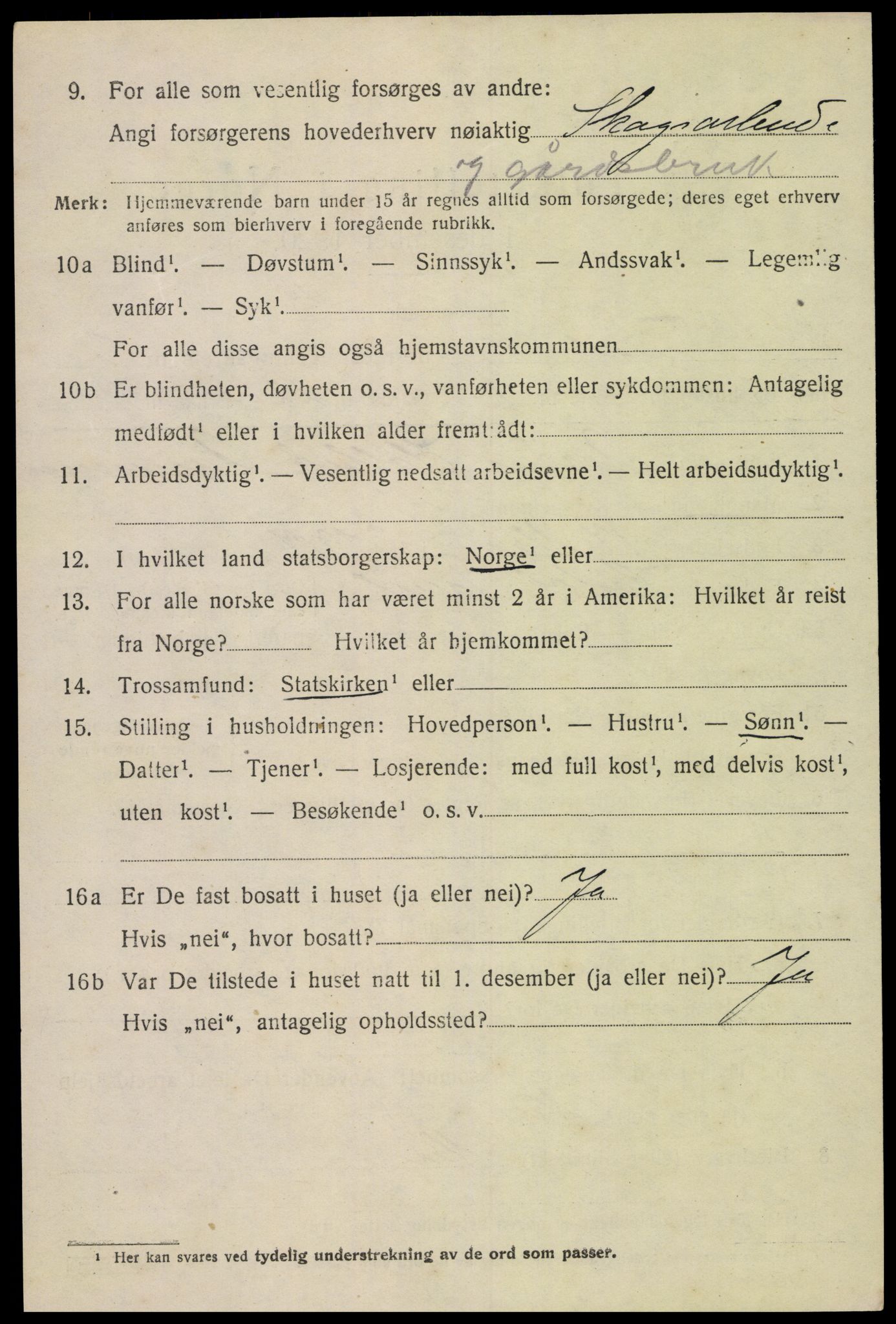 SAK, 1920 census for Tveit, 1920, p. 3203