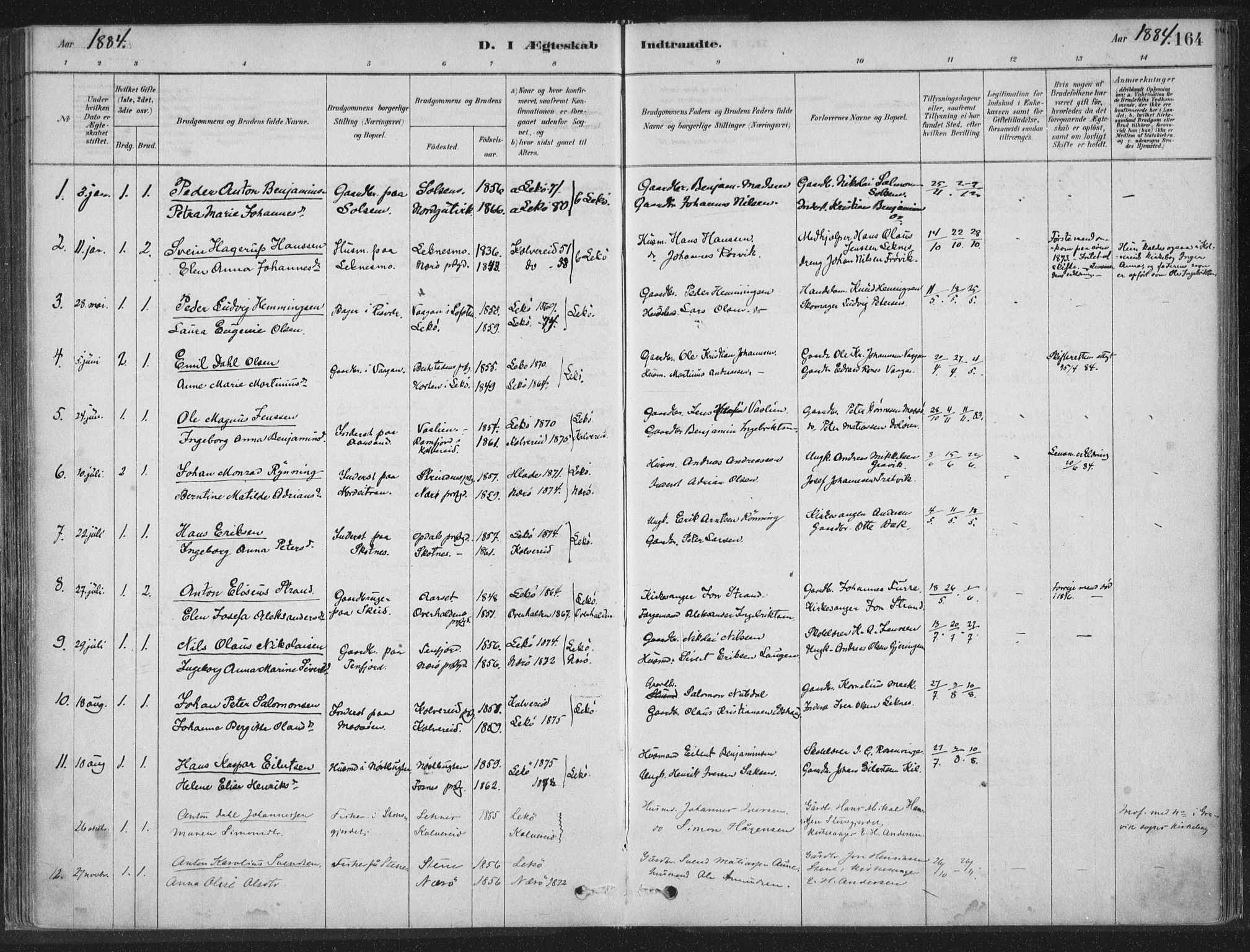 Ministerialprotokoller, klokkerbøker og fødselsregistre - Nord-Trøndelag, SAT/A-1458/788/L0697: Parish register (official) no. 788A04, 1878-1902, p. 164