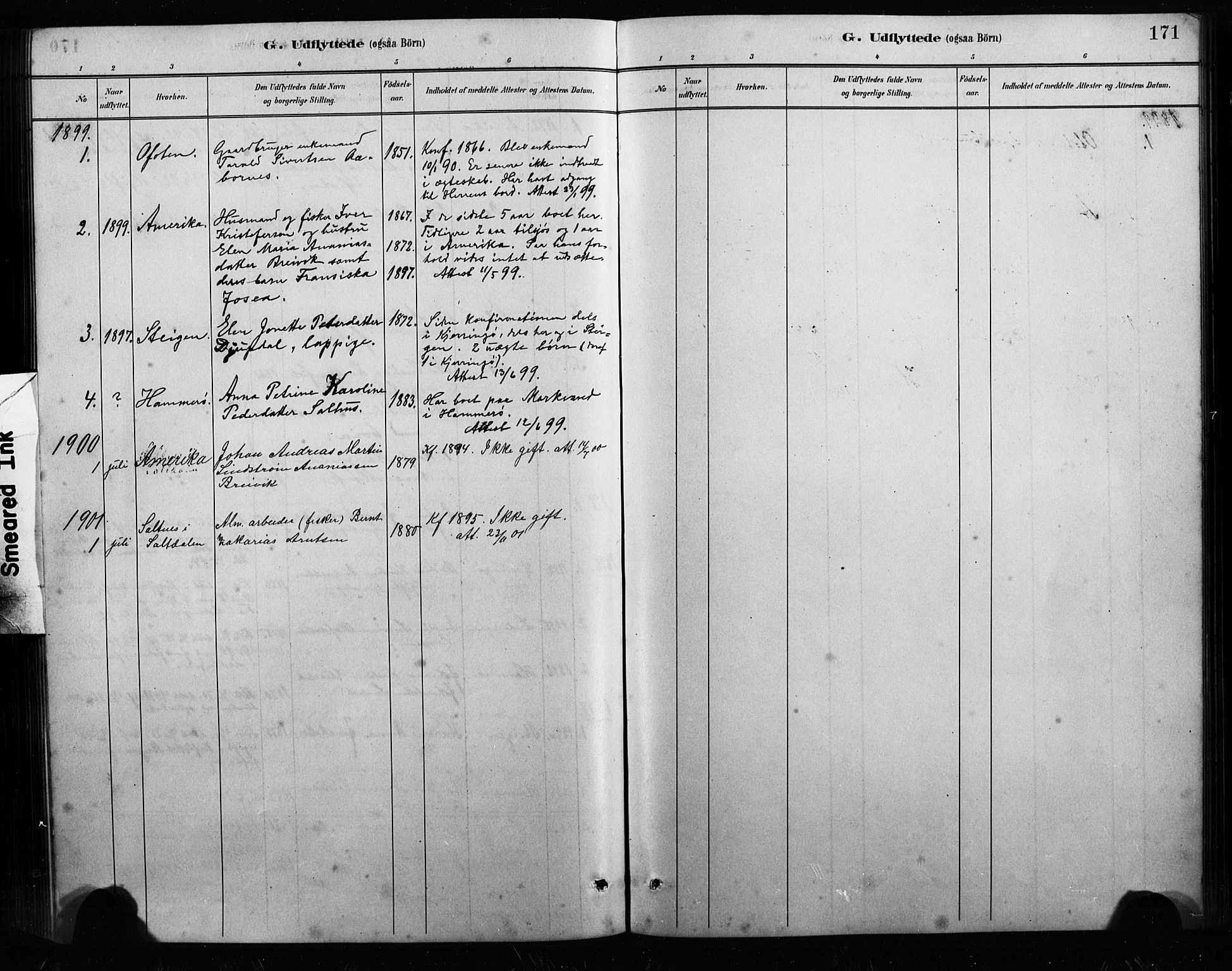 Ministerialprotokoller, klokkerbøker og fødselsregistre - Nordland, AV/SAT-A-1459/858/L0834: Parish register (copy) no. 858C01, 1884-1904, p. 171