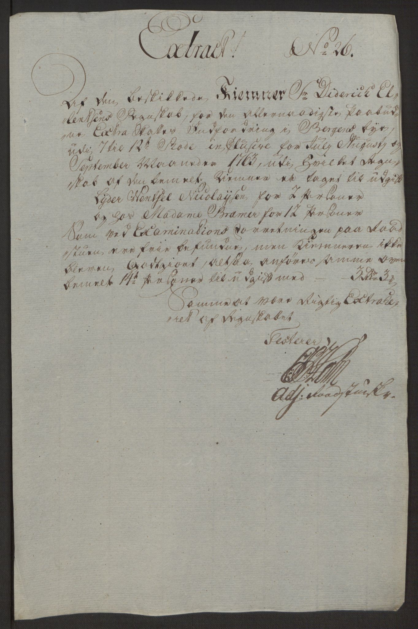 Rentekammeret inntil 1814, Reviderte regnskaper, Byregnskaper, AV/RA-EA-4066/R/Rp/L0366/0001: [P20] Kontribusjonsregnskap / Ekstraskatt, 1763, p. 331