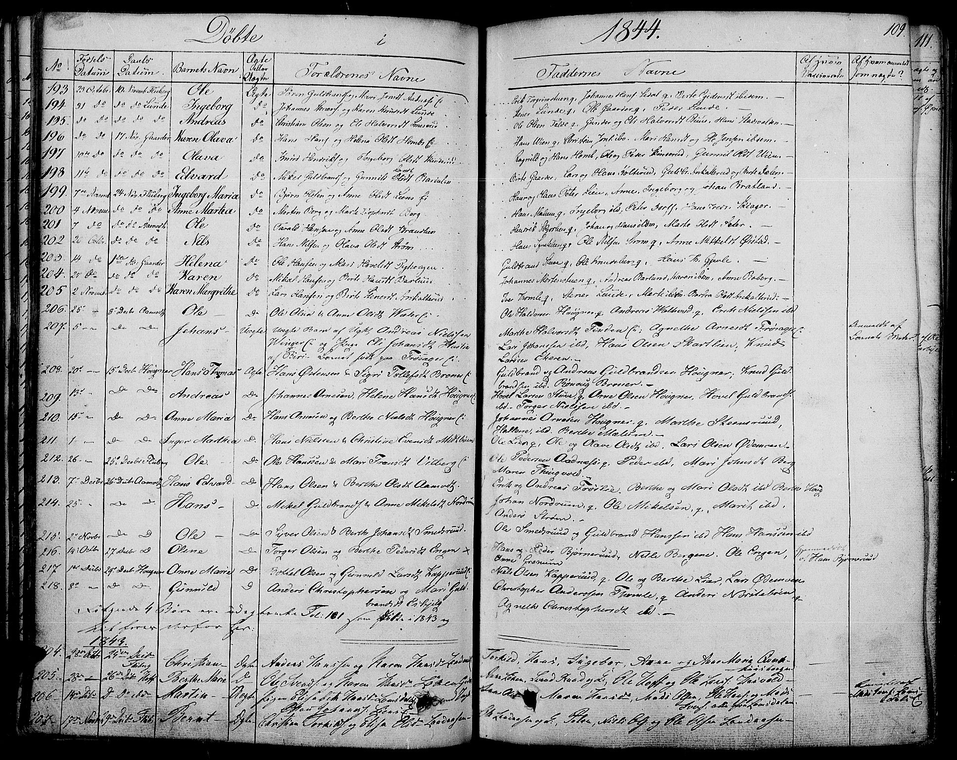 Land prestekontor, SAH/PREST-120/H/Ha/Haa/L0008: Parish register (official) no. 8, 1830-1846, p. 109