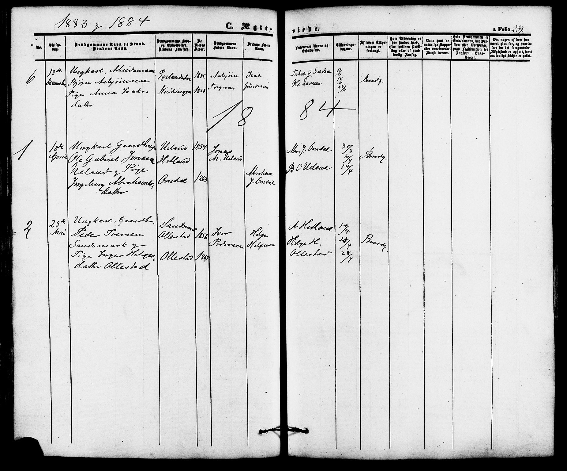 Lund sokneprestkontor, AV/SAST-A-101809/S06/L0010: Parish register (official) no. A 9, 1854-1886, p. 259