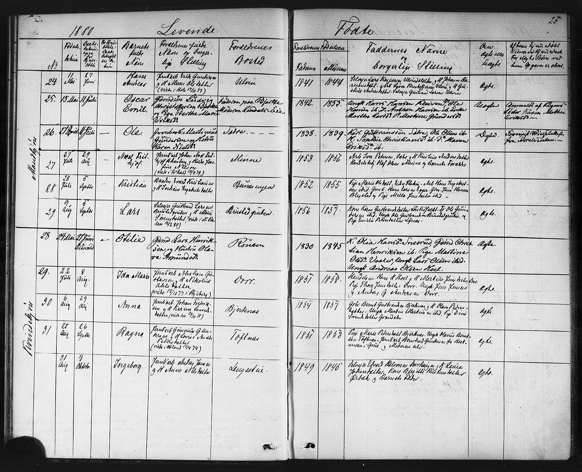 Eidsvoll prestekontor Kirkebøker, AV/SAO-A-10888/G/Gb/L0002: Parish register (copy) no. II 2, 1877-1897, p. 25