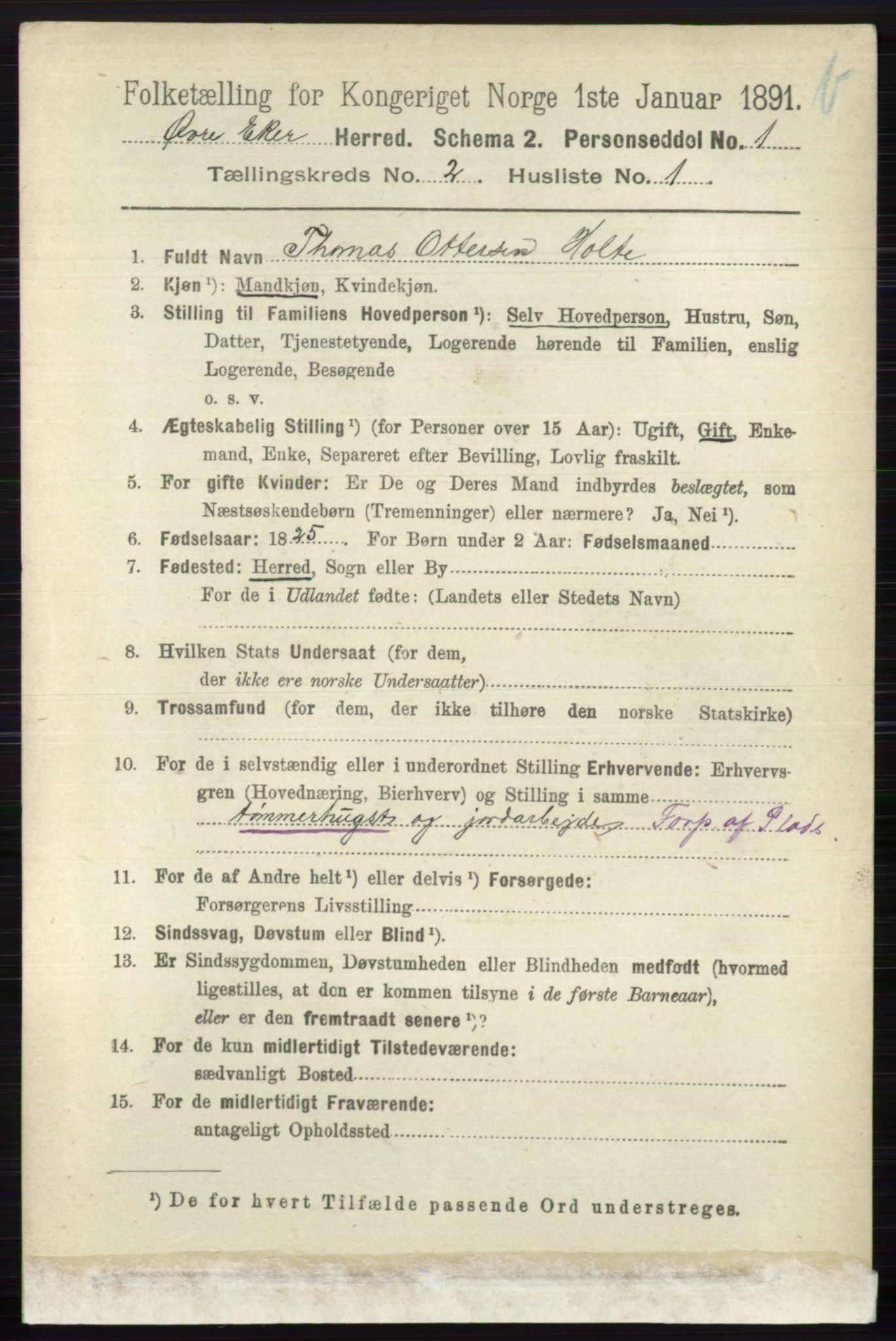 RA, 1891 census for 0624 Øvre Eiker, 1891, p. 8475