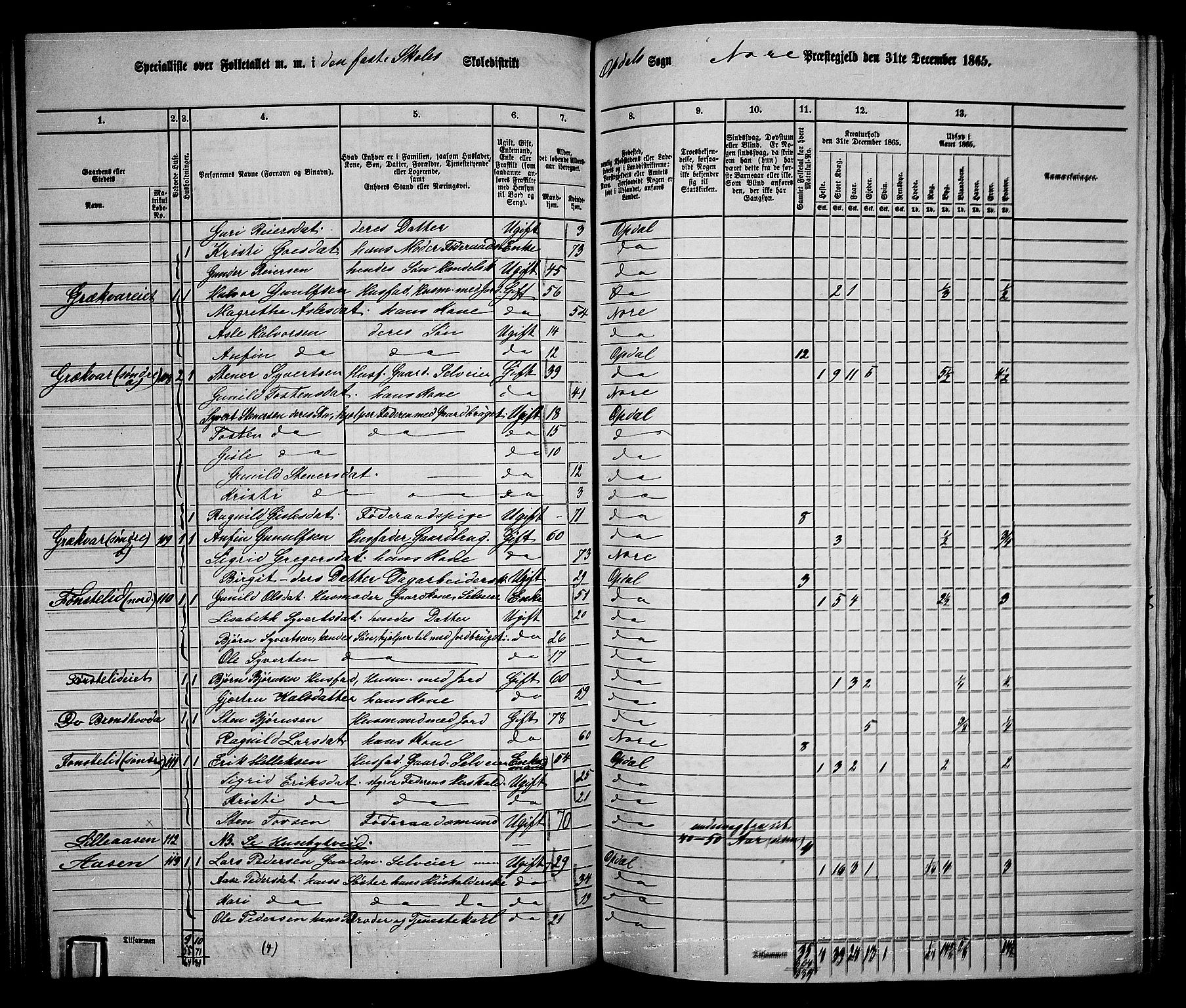 RA, 1865 census for Nore, 1865, p. 95