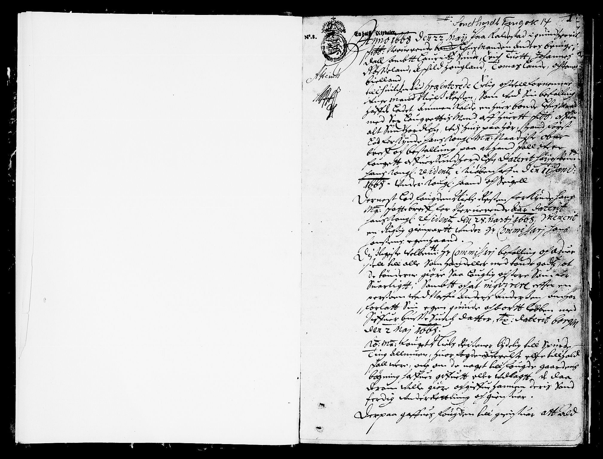 Sunnhordland sorenskrivar, SAB/A-2401/1/F/Faa/L0014: Tingbøker, 1668, p. 0b-1a