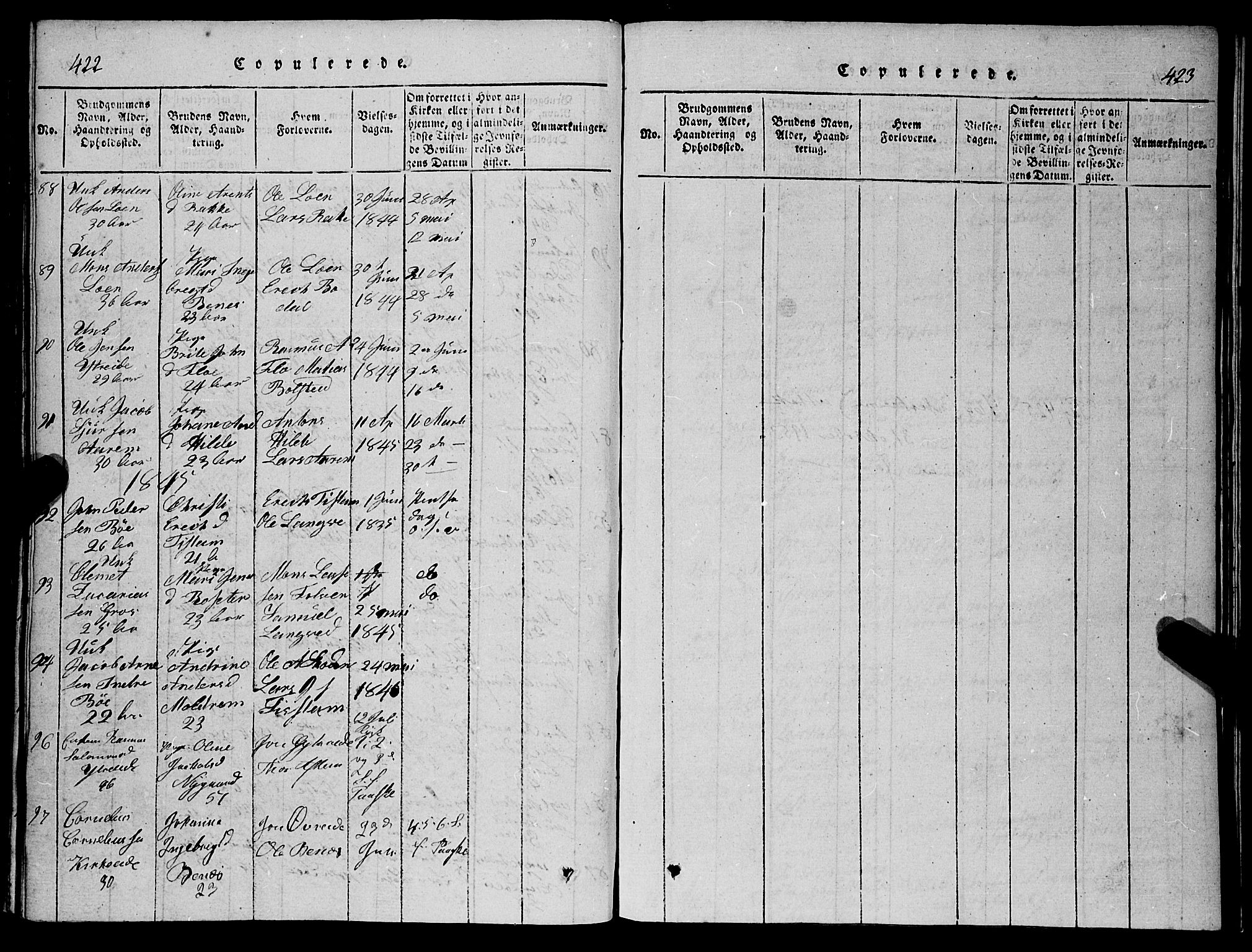 Stryn Sokneprestembete, AV/SAB-A-82501: Parish register (copy) no. C 1, 1801-1845, p. 422-423