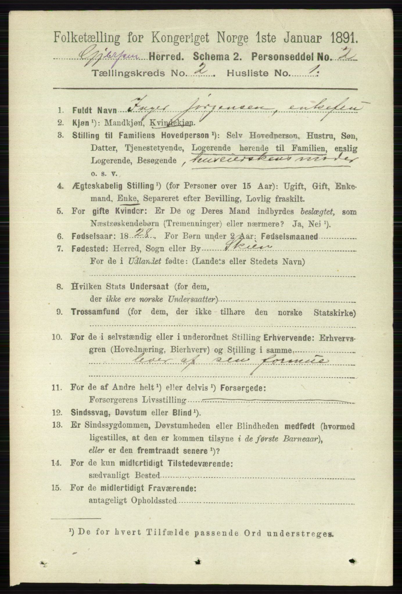 RA, 1891 census for 0812 Gjerpen, 1891, p. 738