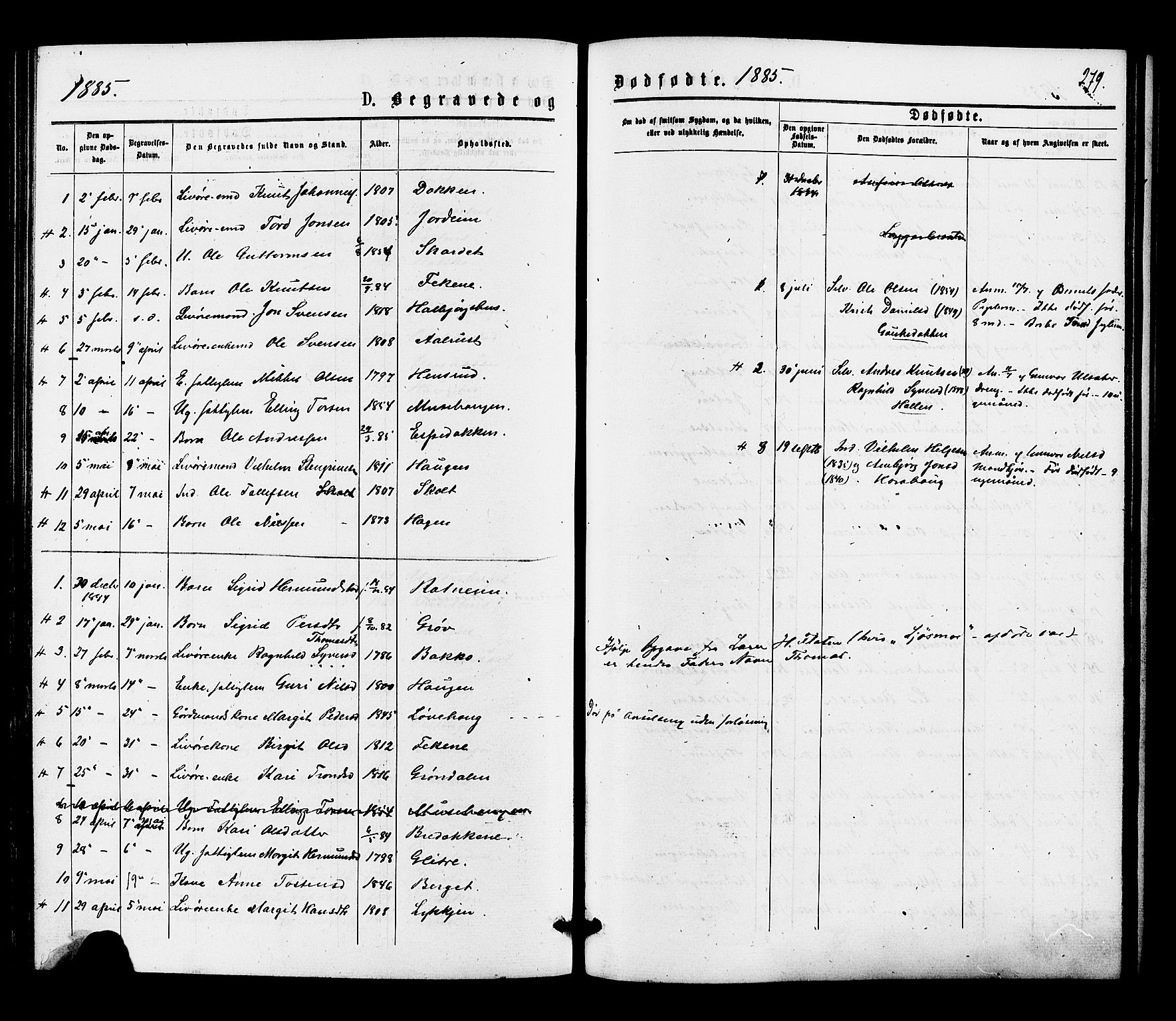 Gol kirkebøker, SAKO/A-226/F/Fa/L0004: Parish register (official) no. I 4, 1876-1886, p. 279