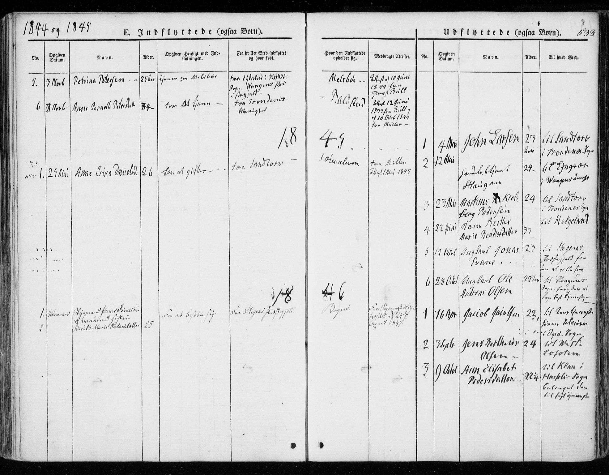 Ministerialprotokoller, klokkerbøker og fødselsregistre - Nordland, SAT/A-1459/872/L1033: Parish register (official) no. 872A08, 1840-1863, p. 533