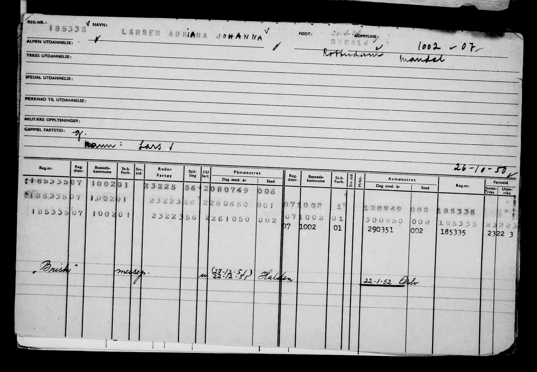 Direktoratet for sjømenn, AV/RA-S-3545/G/Gb/L0120: Hovedkort, 1914, p. 217