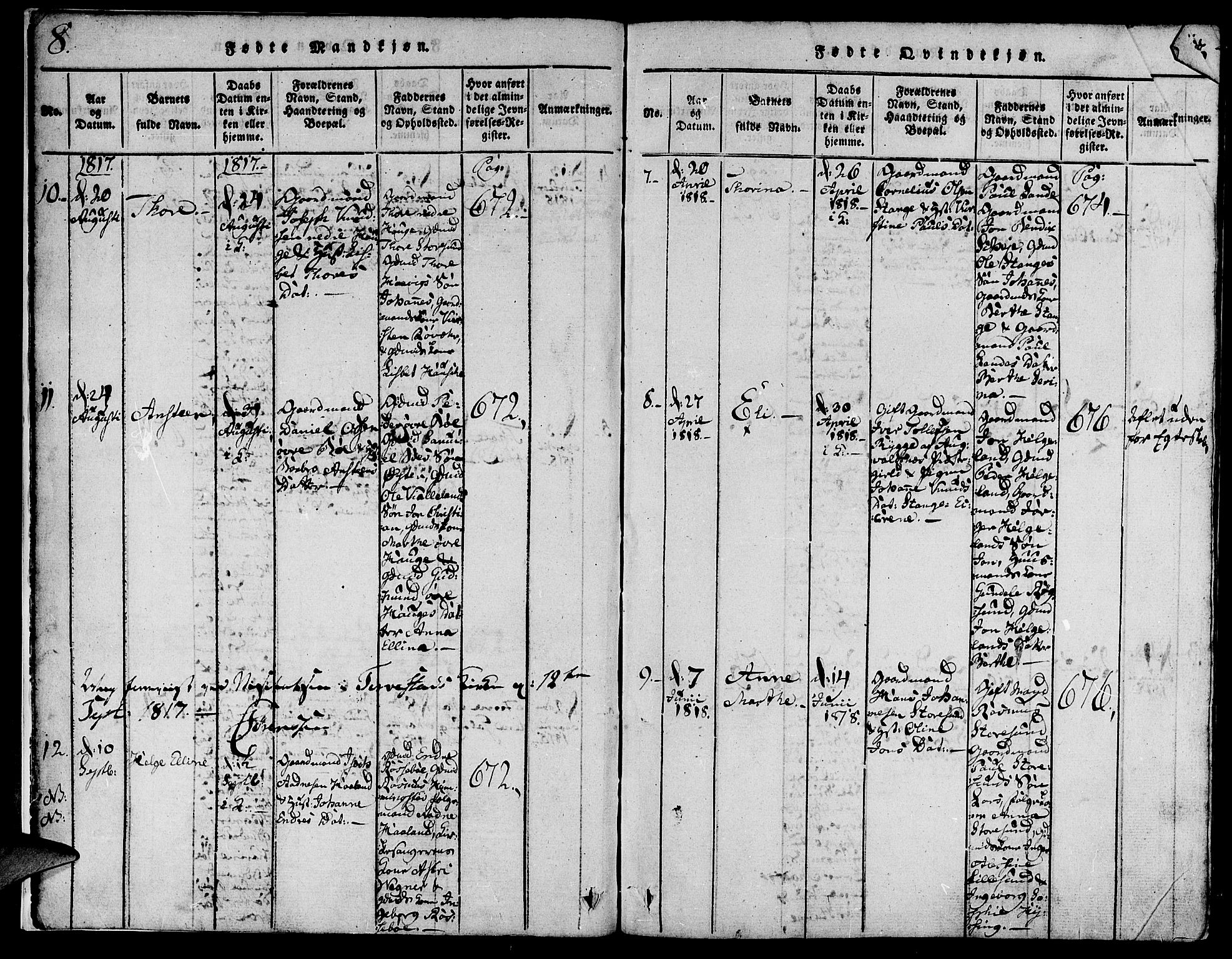 Torvastad sokneprestkontor, AV/SAST-A -101857/H/Ha/Haa/L0004: Parish register (official) no. A 3 /1, 1817-1836, p. 8-9