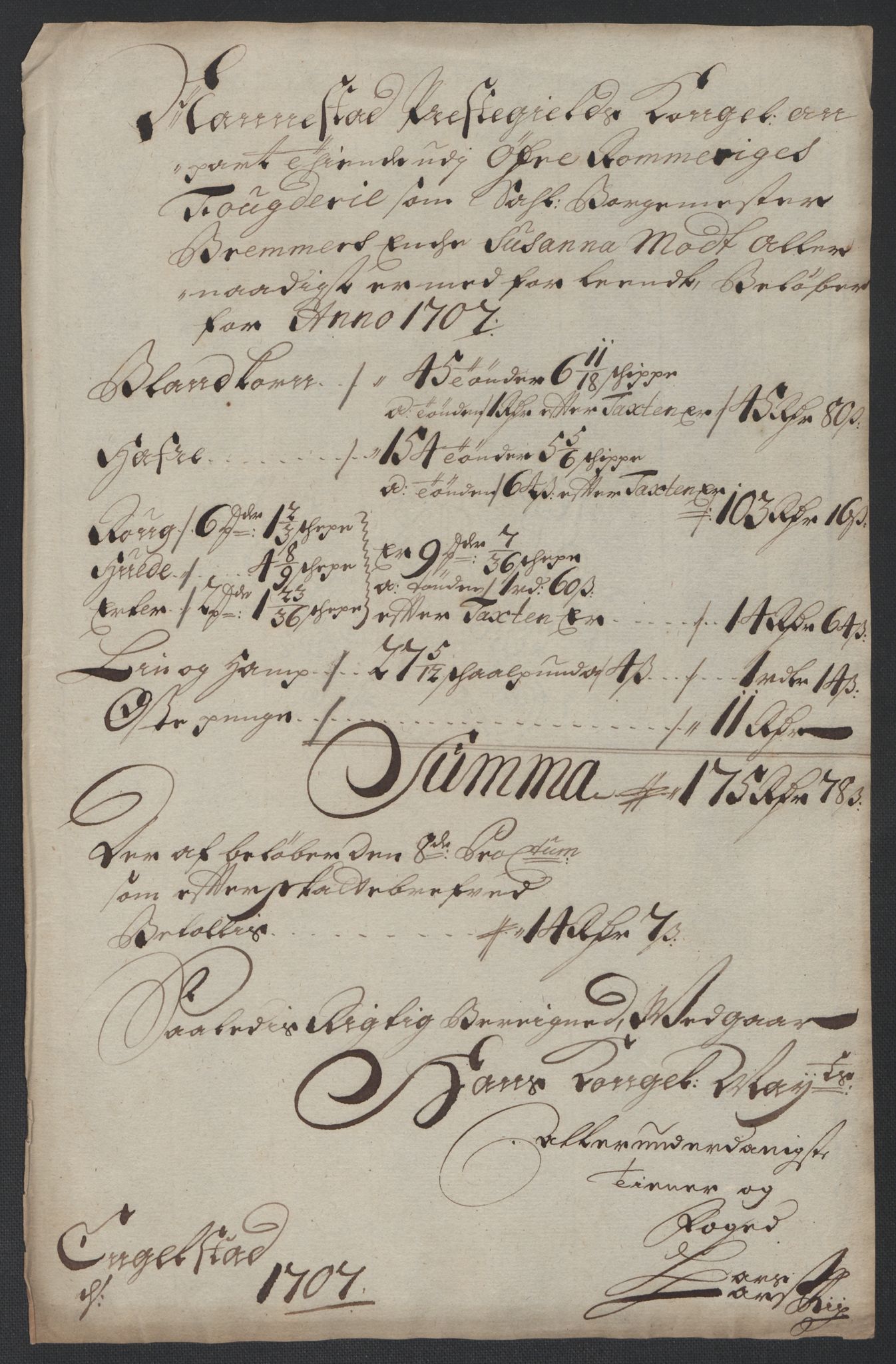 Rentekammeret inntil 1814, Reviderte regnskaper, Fogderegnskap, AV/RA-EA-4092/R12/L0718: Fogderegnskap Øvre Romerike, 1706-1707, p. 292