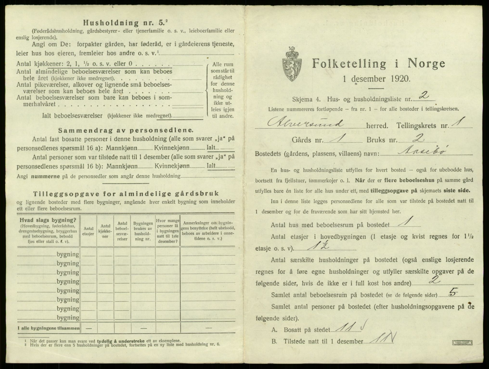 SAB, 1920 census for Alversund, 1920, p. 54