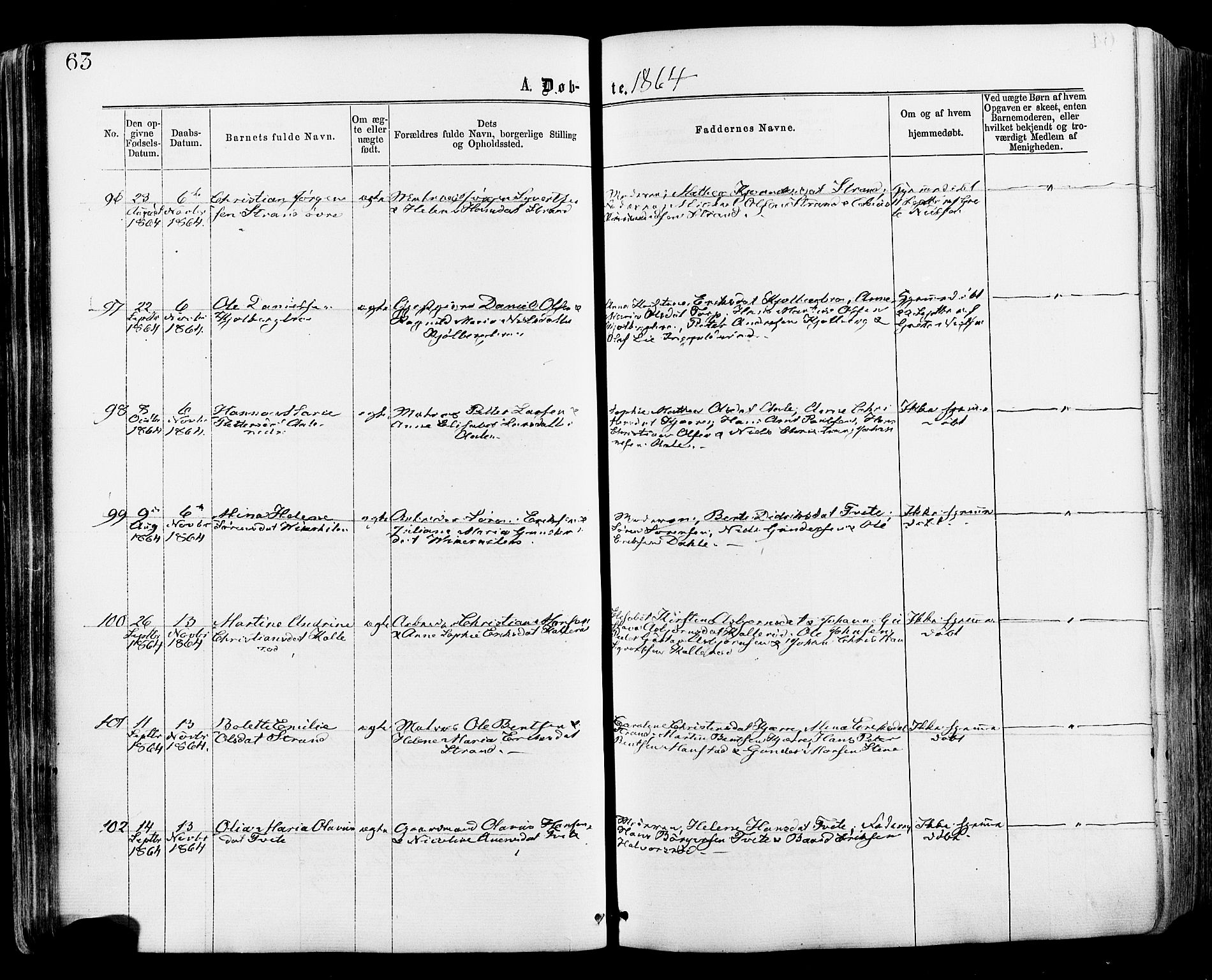 Onsøy prestekontor Kirkebøker, AV/SAO-A-10914/F/Fa/L0004: Parish register (official) no. I 4, 1861-1877, p. 63