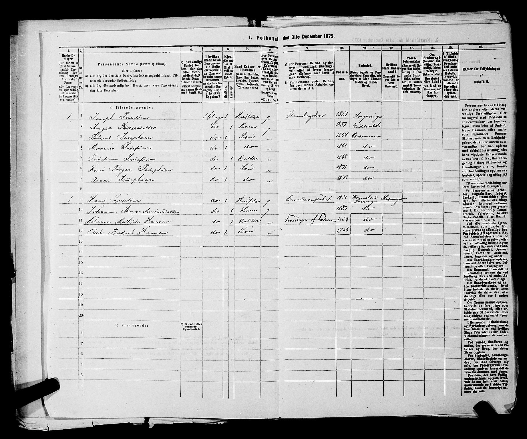 SAKO, 1875 census for 0602 Drammen, 1875, p. 960