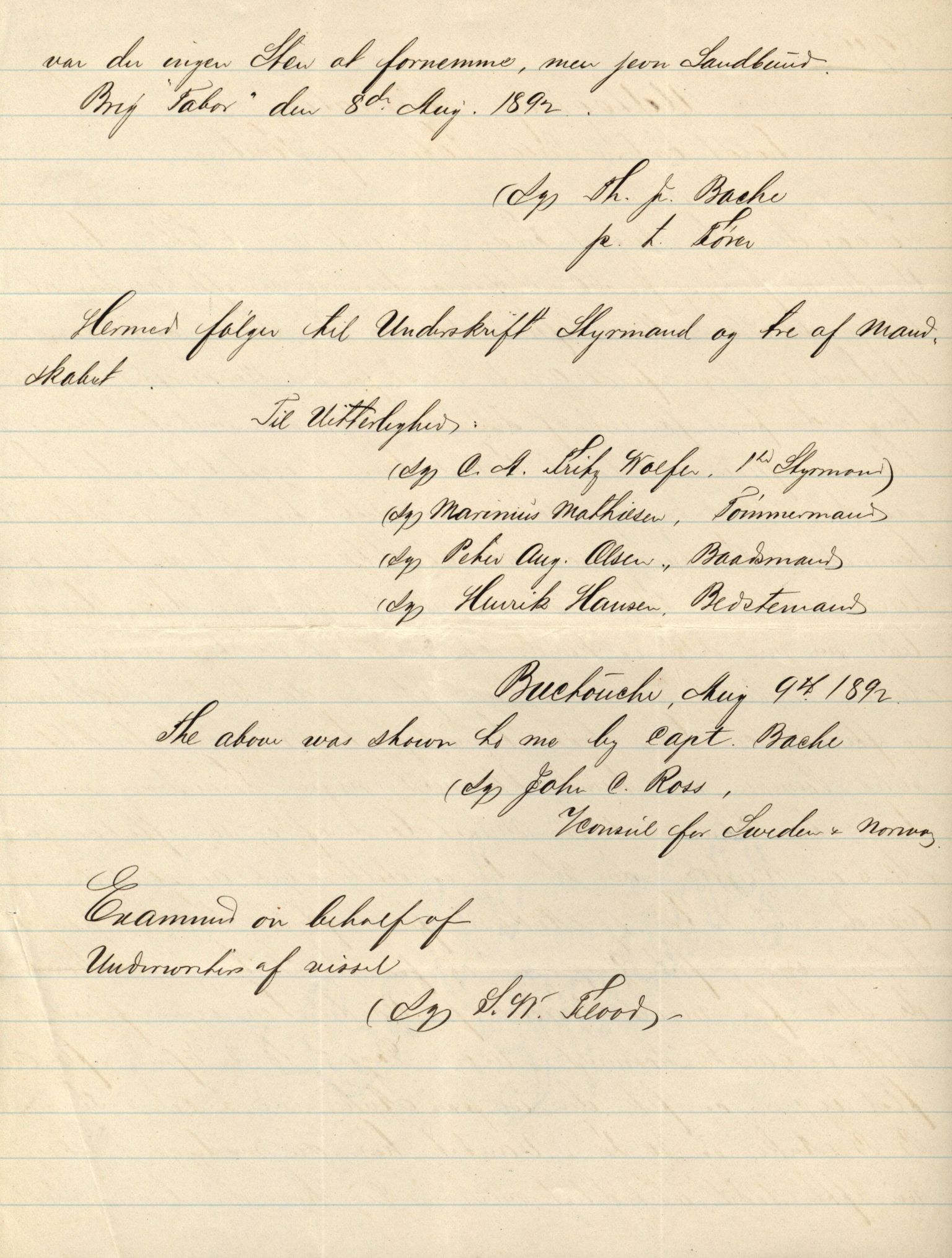 Pa 63 - Østlandske skibsassuranceforening, VEMU/A-1079/G/Ga/L0028/0002: Havaridokumenter / Marie, Favorit, Tabor, Sylphiden, Berthel, America, 1892, p. 47