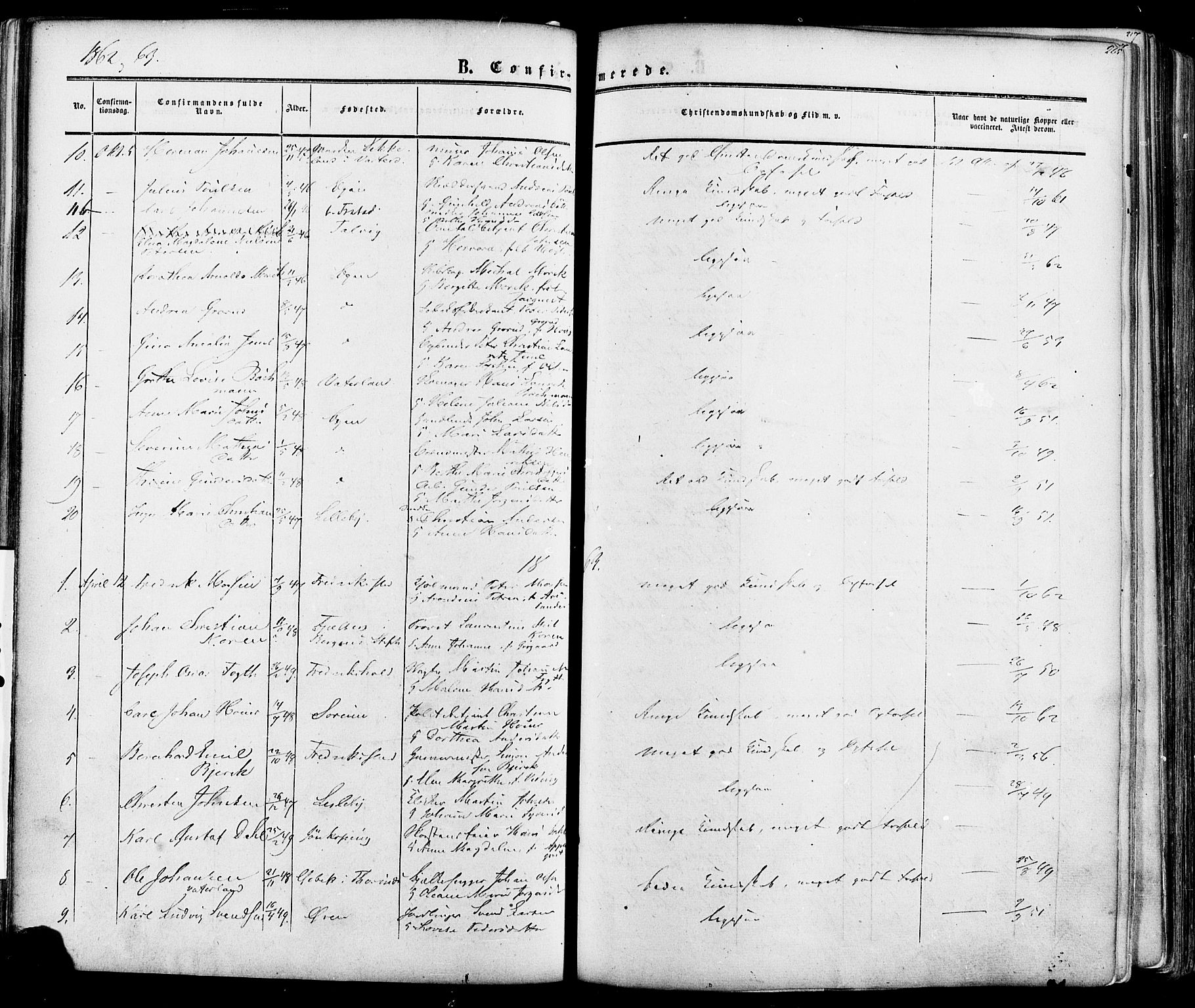 Fredrikstad prestekontor Kirkebøker, AV/SAO-A-11082/F/Fa/L0006: Parish register (official) no. 6, 1857-1878, p. 205