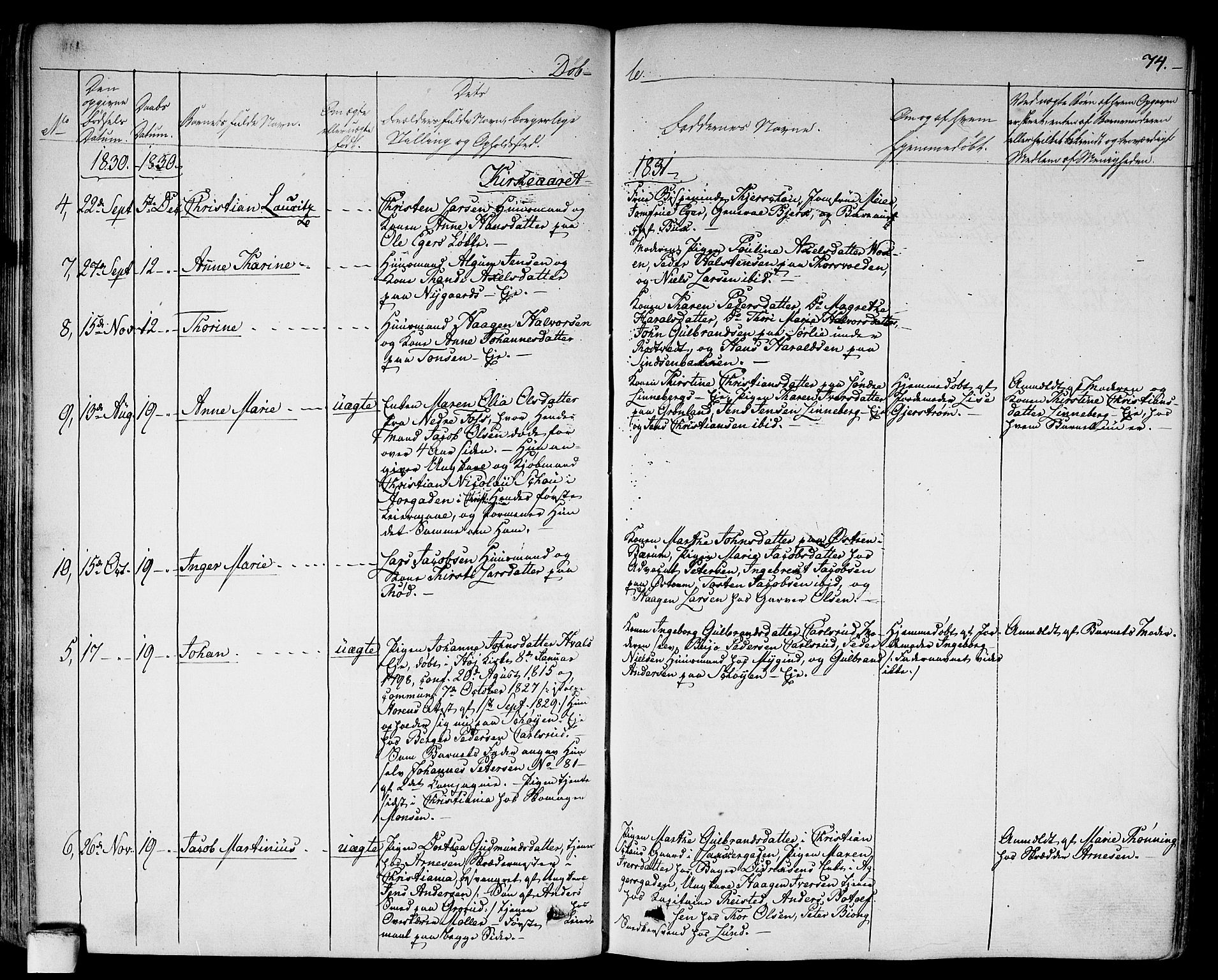 Aker prestekontor kirkebøker, AV/SAO-A-10861/F/L0013: Parish register (official) no. 13, 1828-1837, p. 74