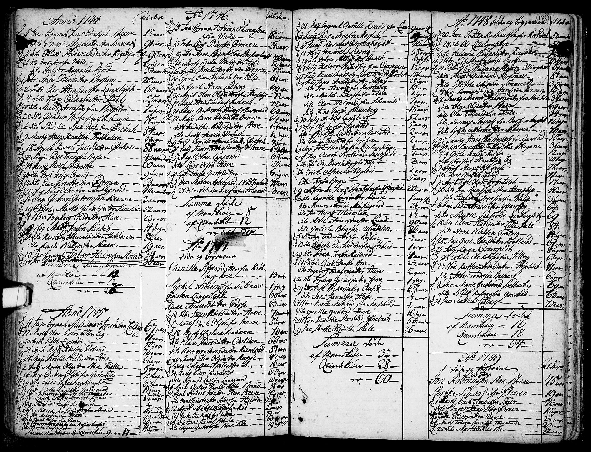 Onsøy prestekontor Kirkebøker, SAO/A-10914/F/Fa/L0001: Parish register (official) no. I 1, 1733-1814, p. 173