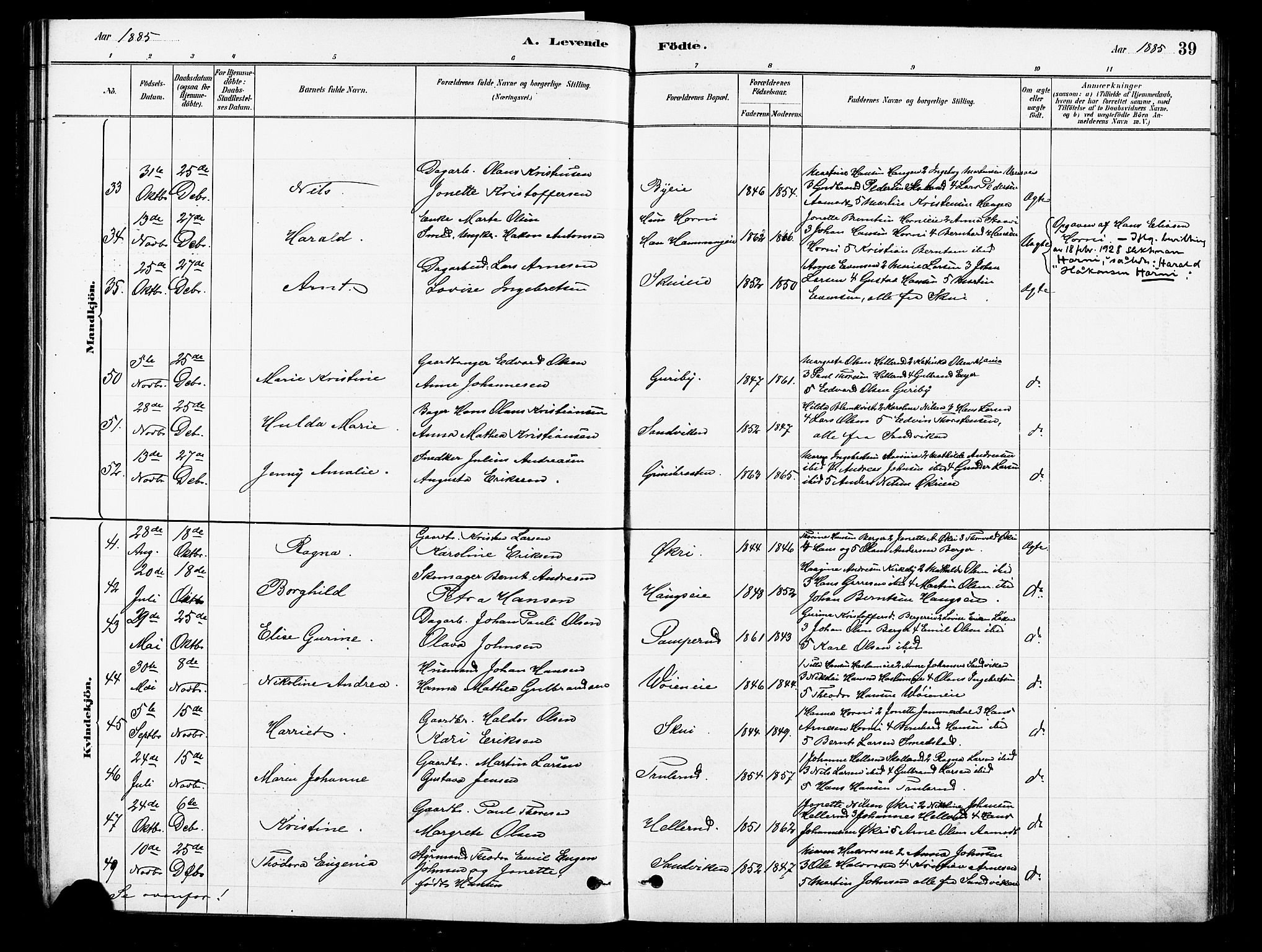 Asker prestekontor Kirkebøker, SAO/A-10256a/F/Fb/L0001: Parish register (official) no. II 1, 1879-1895, p. 39