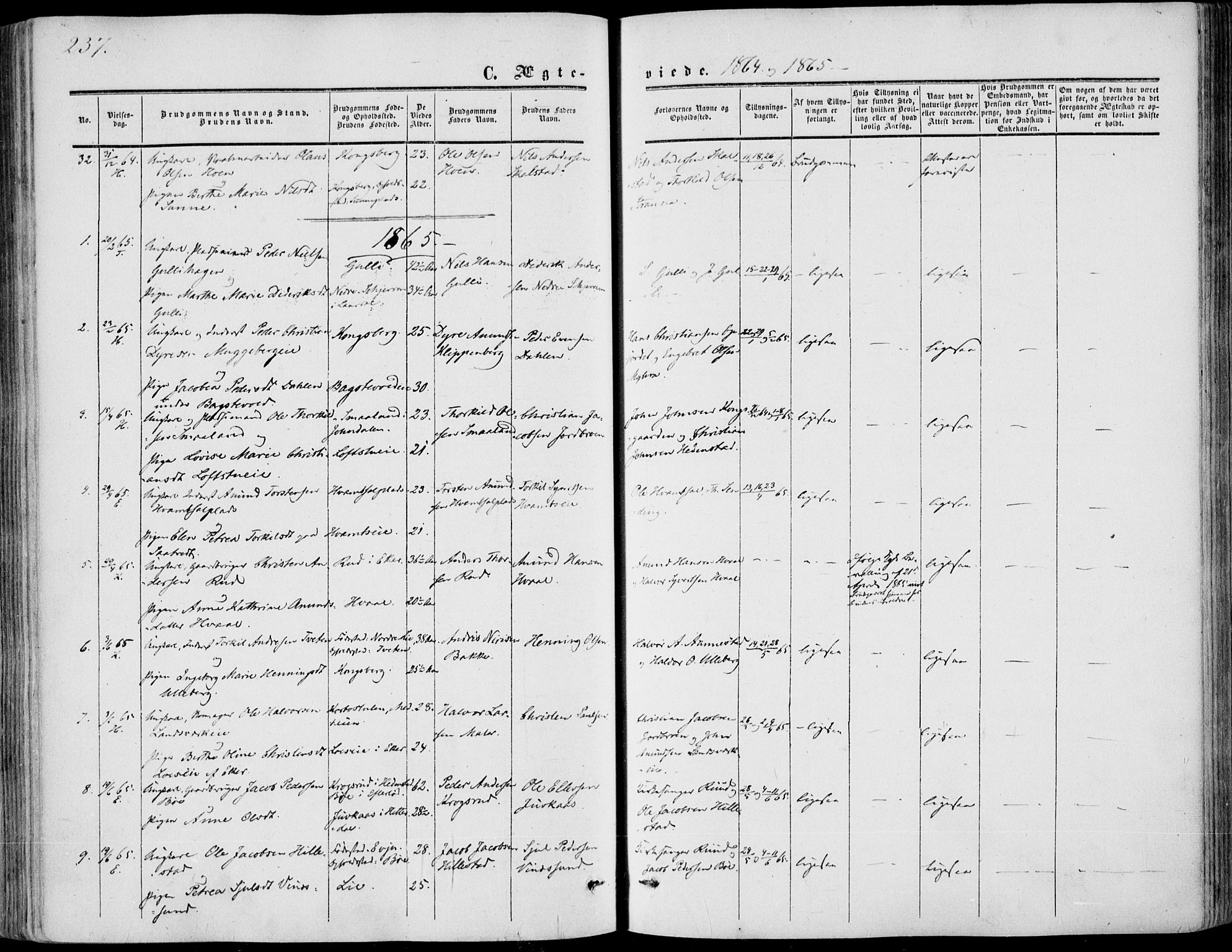 Sandsvær kirkebøker, AV/SAKO-A-244/F/Fa/L0006: Parish register (official) no. I 6, 1857-1868, p. 237