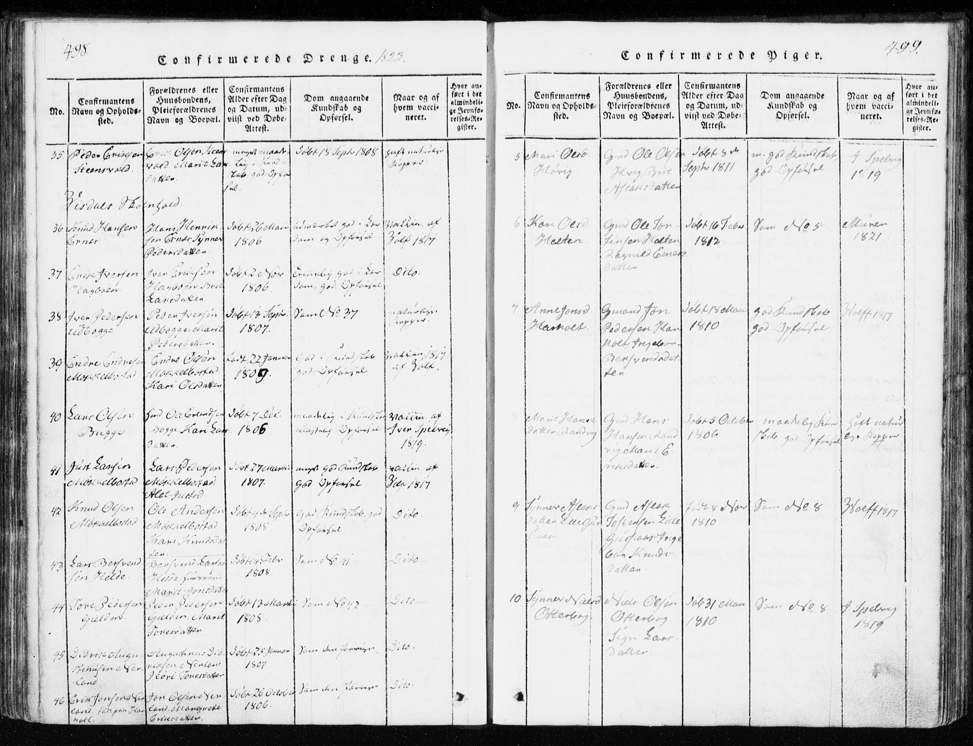 Ministerialprotokoller, klokkerbøker og fødselsregistre - Møre og Romsdal, AV/SAT-A-1454/551/L0623: Parish register (official) no. 551A03, 1818-1831, p. 498-499