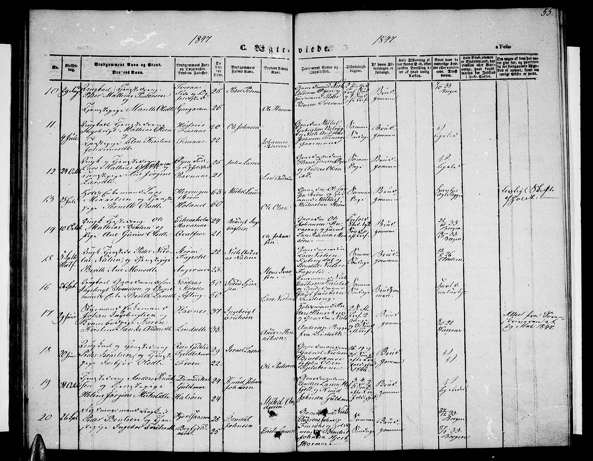 Ministerialprotokoller, klokkerbøker og fødselsregistre - Nordland, SAT/A-1459/820/L0300: Parish register (copy) no. 820C02, 1846-1850, p. 55