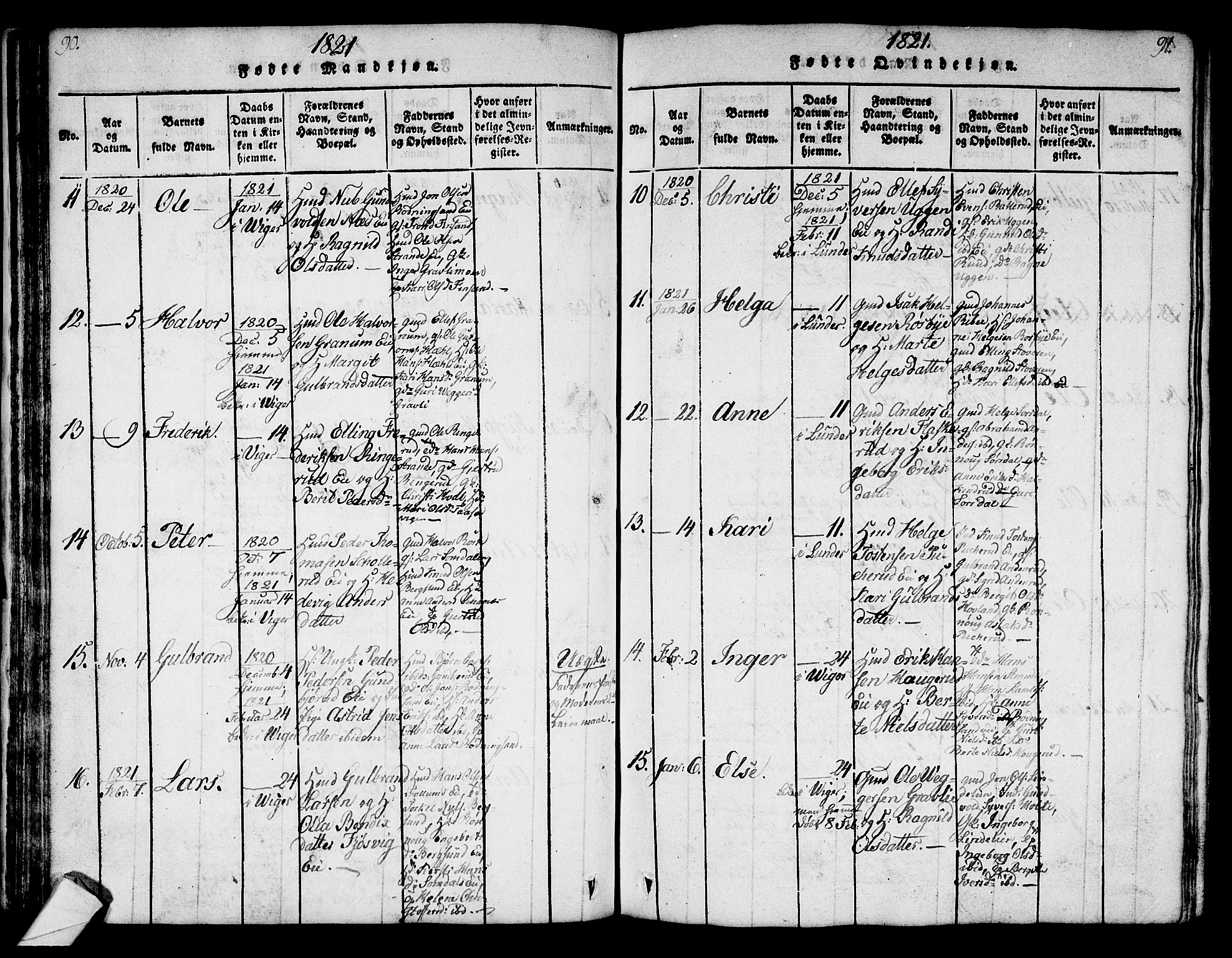 Norderhov kirkebøker, AV/SAKO-A-237/G/Ga/L0003: Parish register (copy) no. I 3 /2, 1814-1876, p. 90-91