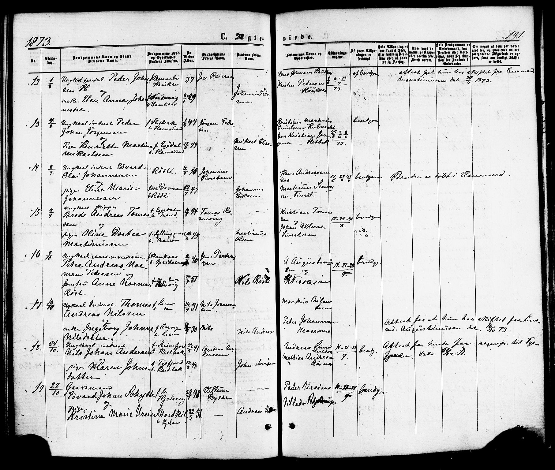 Ministerialprotokoller, klokkerbøker og fødselsregistre - Nordland, SAT/A-1459/859/L0845: Parish register (official) no. 859A05, 1863-1877, p. 191