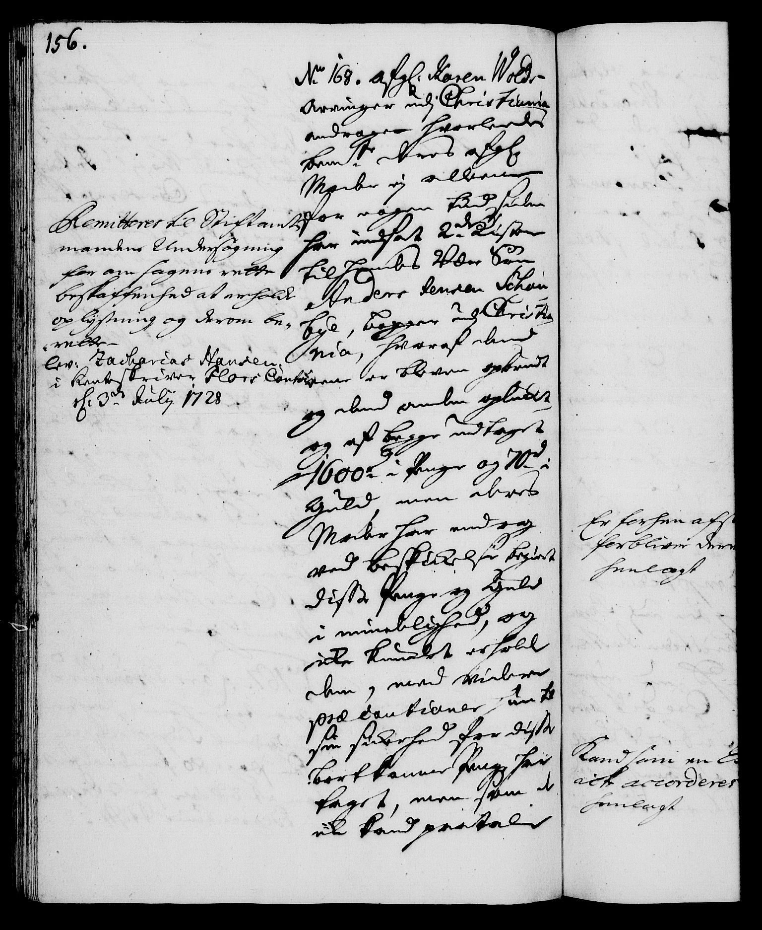 Rentekammeret, Kammerkanselliet, RA/EA-3111/G/Gh/Gha/L0010: Norsk ekstraktmemorialprotokoll (merket RK 53.55), 1728, p. 156