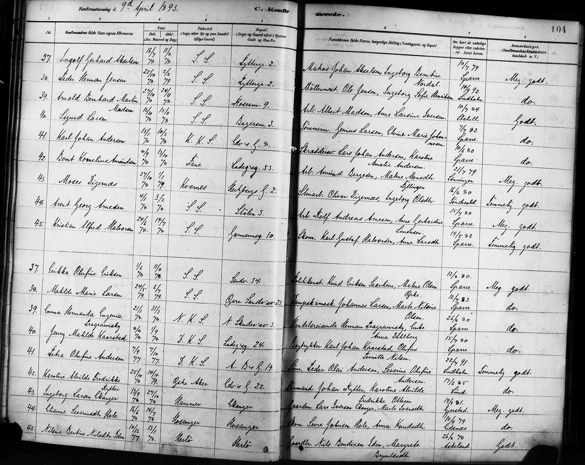 Sandviken Sokneprestembete, AV/SAB-A-77601/H/Ha/L0002: Parish register (official) no. A 2, 1878-1896, p. 104