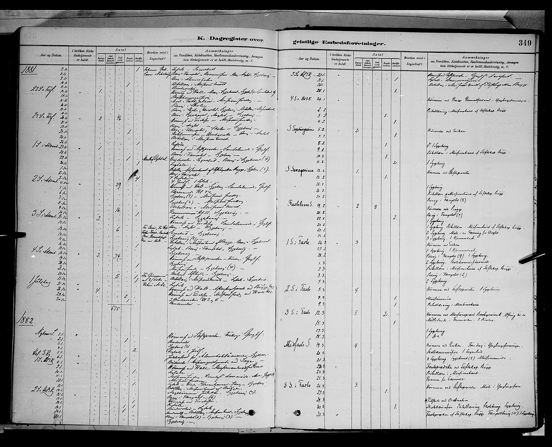 Vang prestekontor, Hedmark, SAH/PREST-008/H/Ha/Haa/L0016: Parish register (official) no. 16, 1878-1889, p. 349