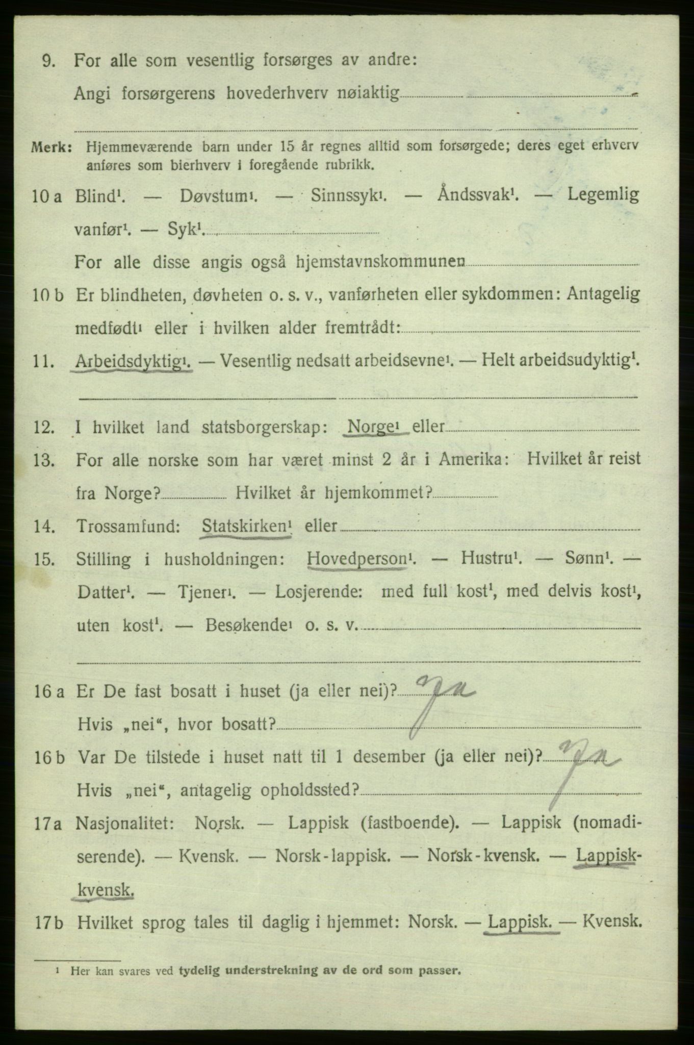 SATØ, 1920 census for Polmak, 1920, p. 708