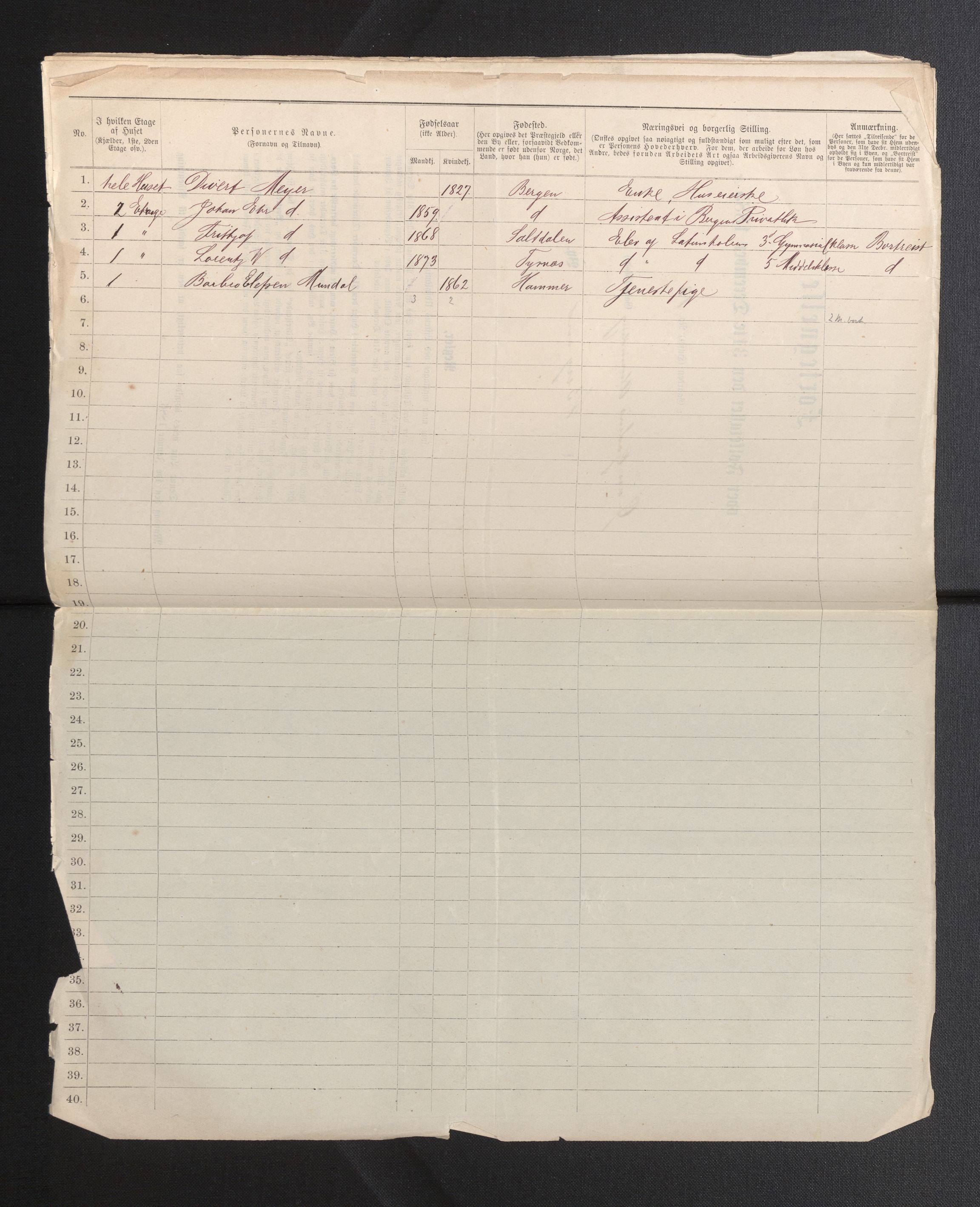 SAB, 1885 census for 1301 Bergen, 1885, p. 8246