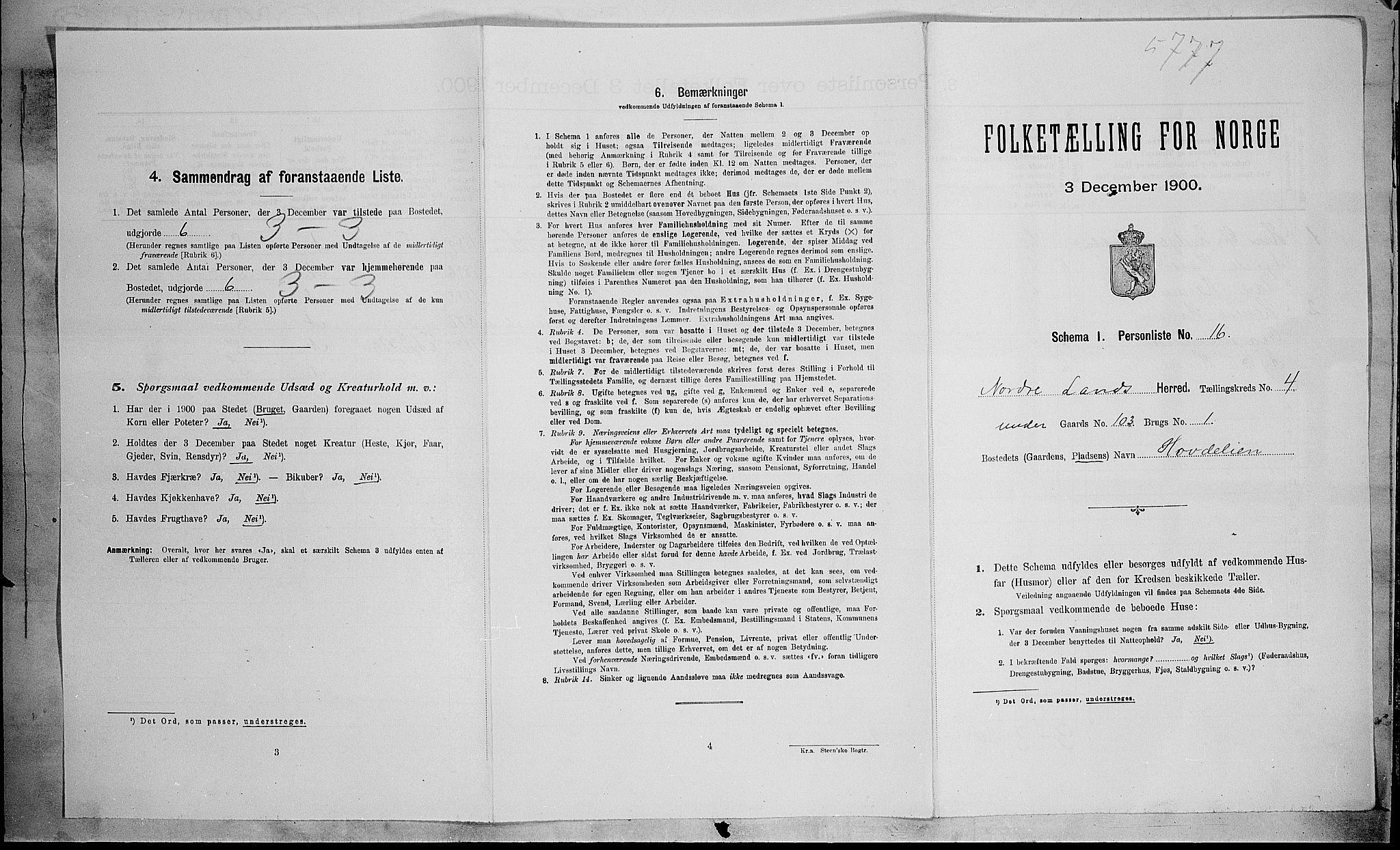 SAH, 1900 census for Nordre Land, 1900, p. 542