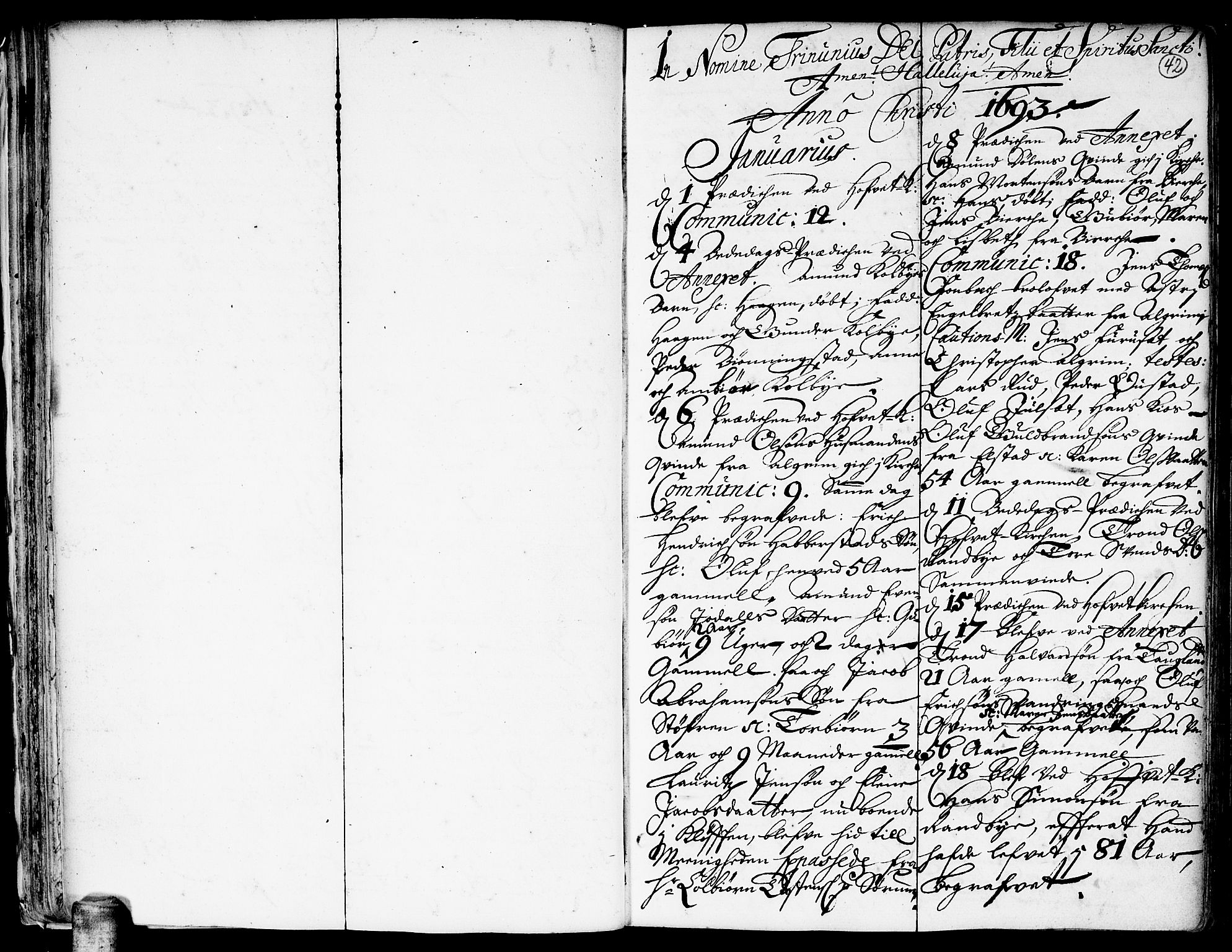 Ullensaker prestekontor Kirkebøker, AV/SAO-A-10236a/F/Fa/L0001: Parish register (official) no. I 1, 1689-1701, p. 42