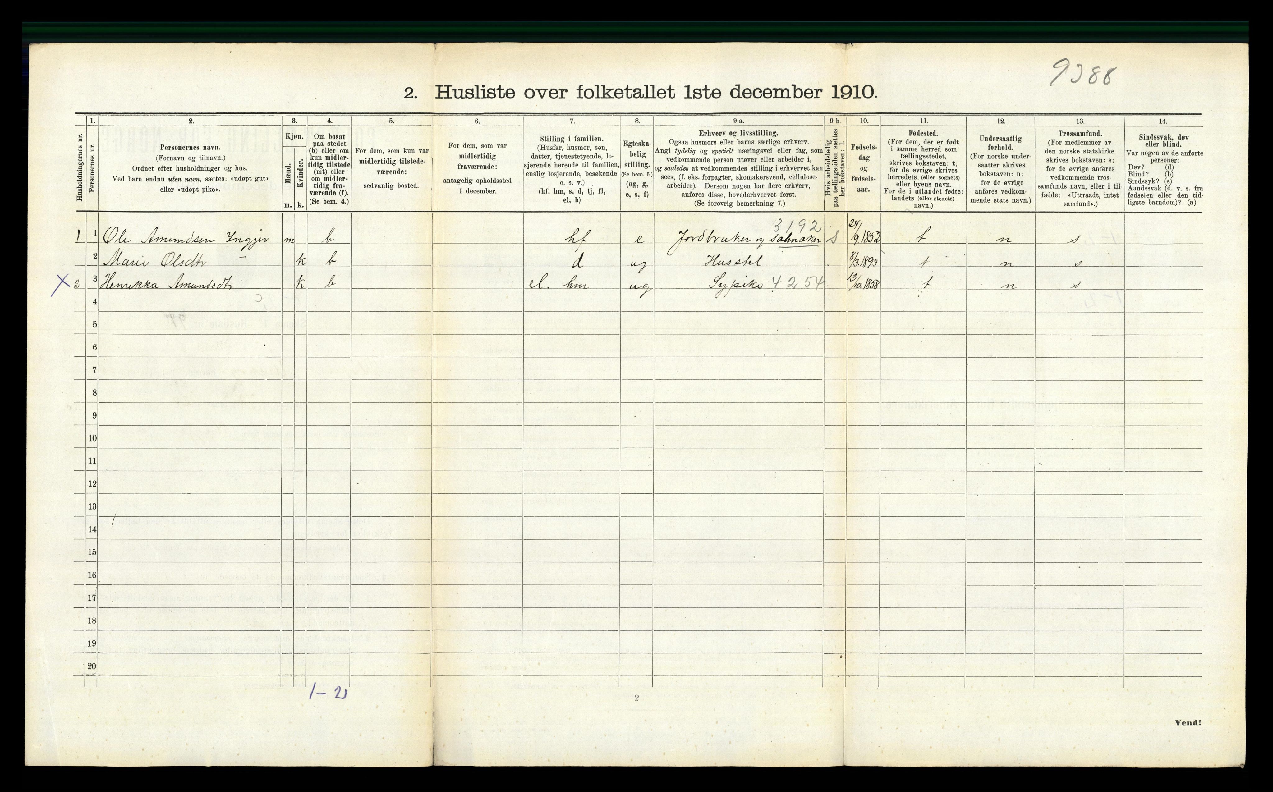 RA, 1910 census for Aurskog, 1910, p. 1490