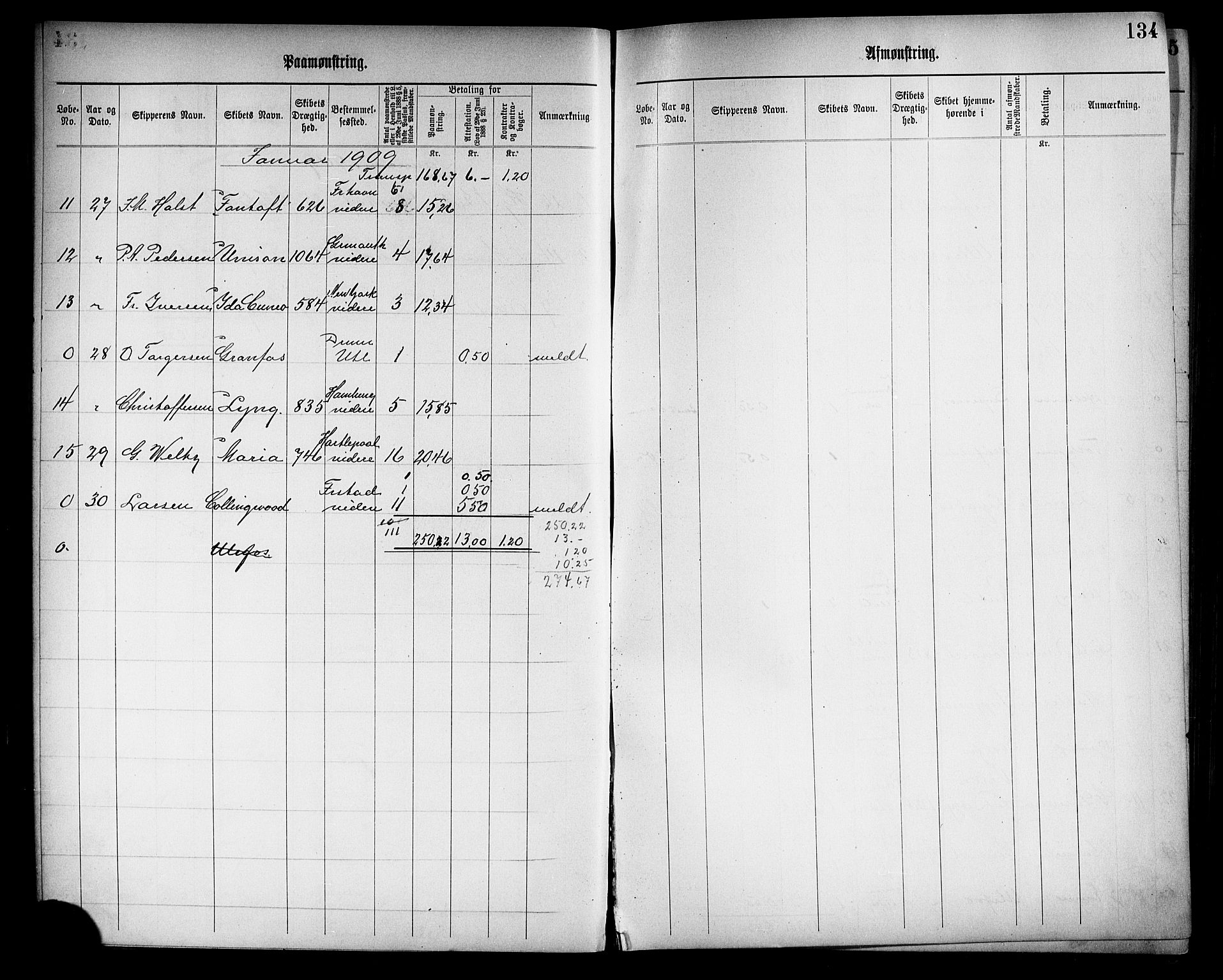 Tønsberg innrulleringskontor, AV/SAKO-A-786/H/Ha/L0006: Mønstringsjournal, 1906-1914, p. 136