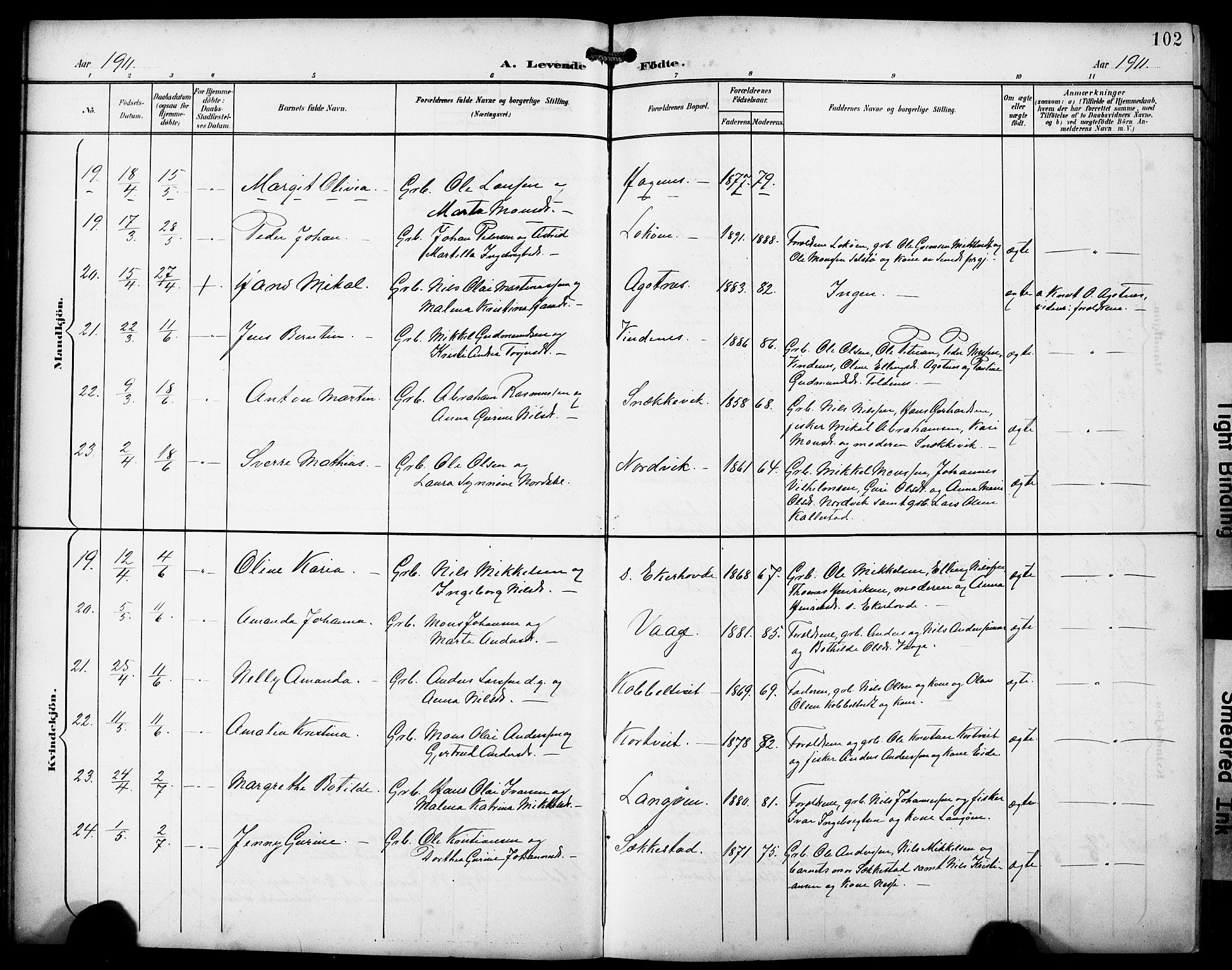 Fjell sokneprestembete, SAB/A-75301/H/Hab: Parish register (copy) no. A 5, 1899-1918, p. 102