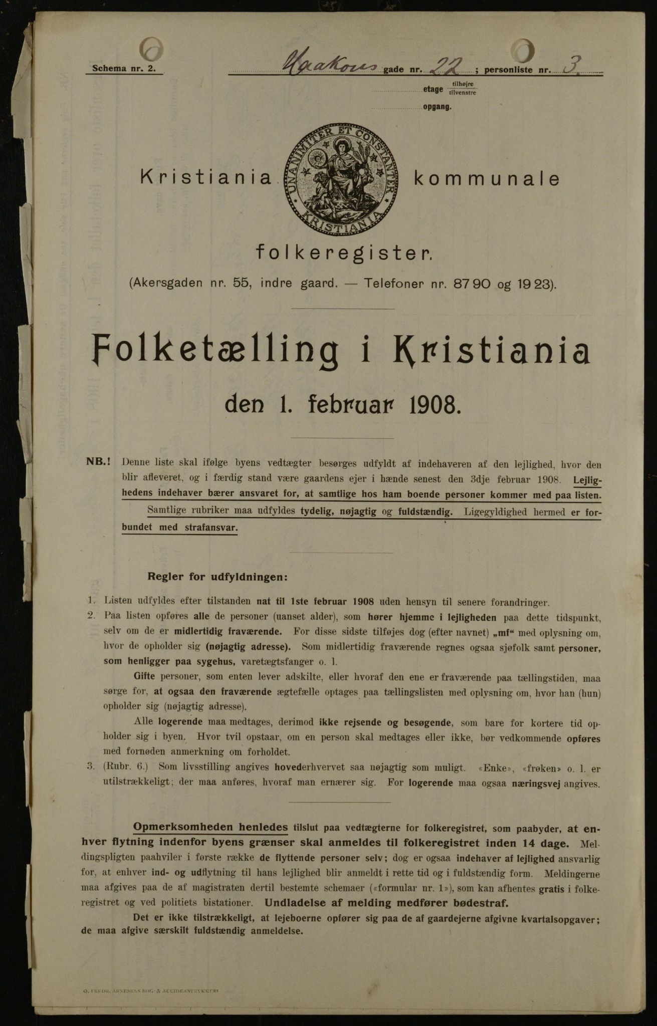 OBA, Municipal Census 1908 for Kristiania, 1908, p. 38788