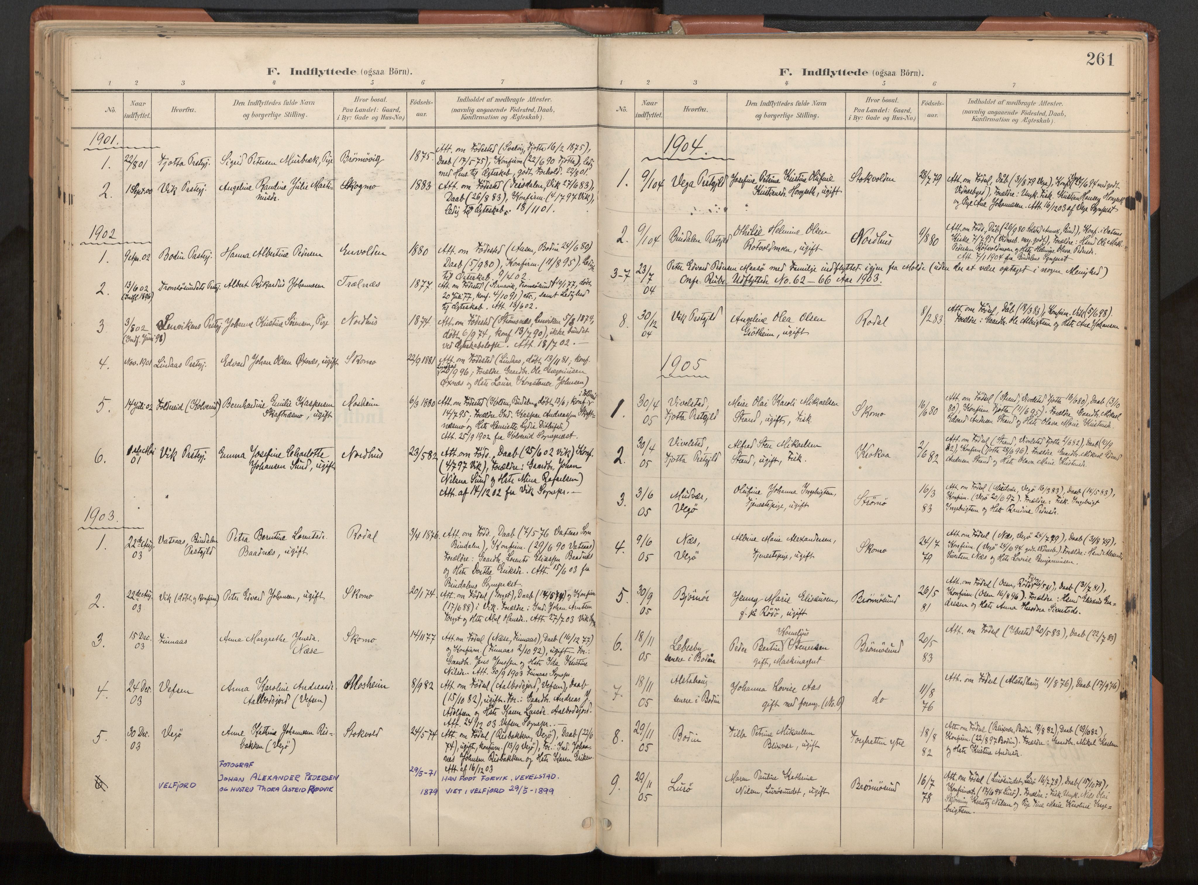 Ministerialprotokoller, klokkerbøker og fødselsregistre - Nordland, SAT/A-1459/813/L0201: Parish register (official) no. 813A11, 1901-1918, p. 261