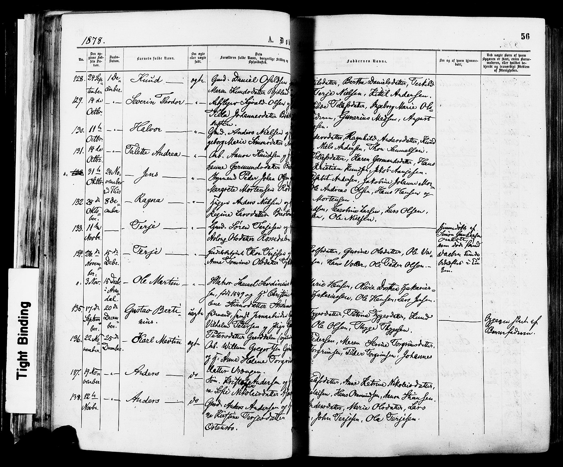 Øyestad sokneprestkontor, AV/SAK-1111-0049/F/Fa/L0016: Parish register (official) no. A 16, 1874-1886, p. 56