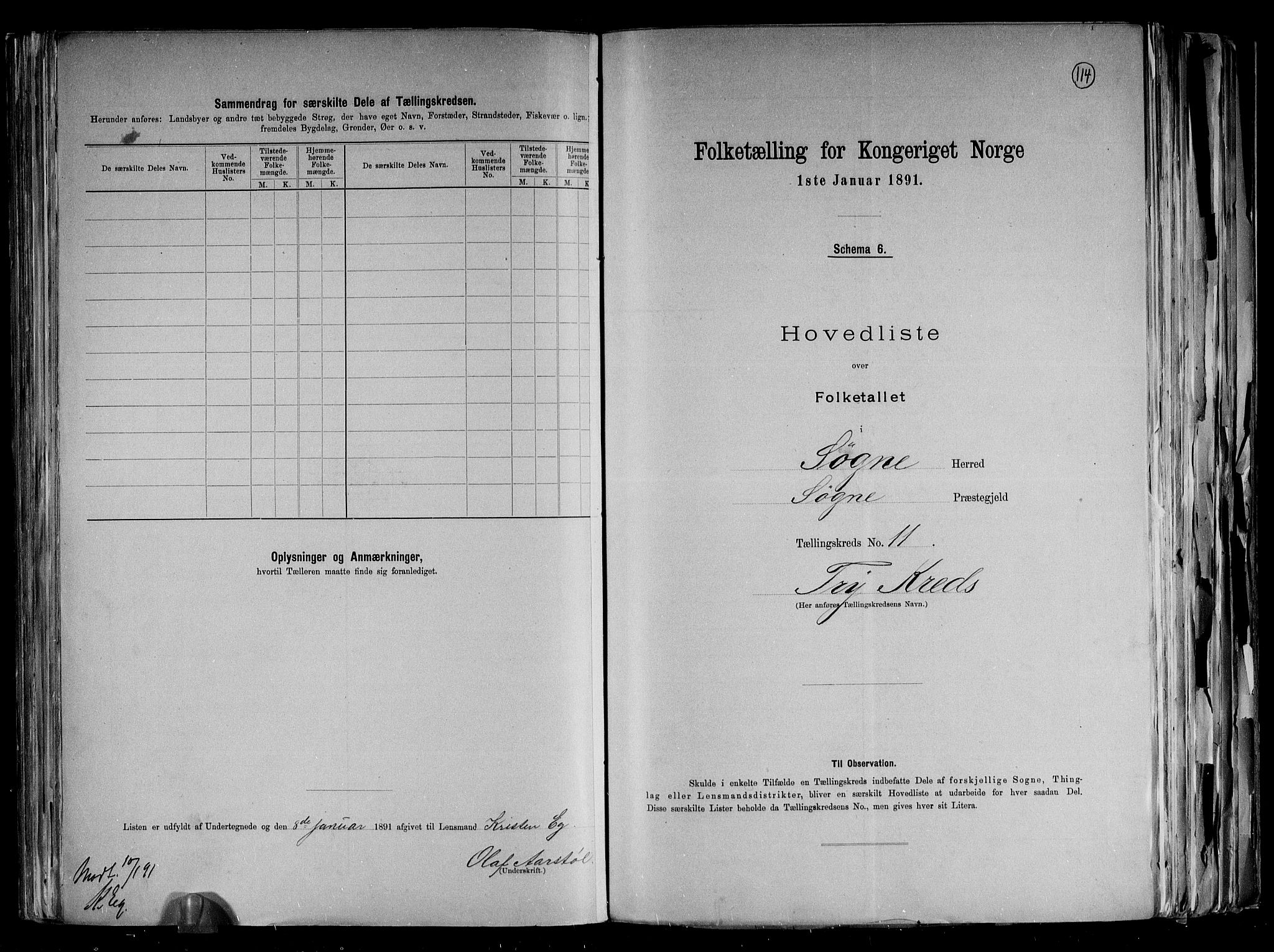 RA, 1891 census for 1018 Søgne, 1891, p. 30