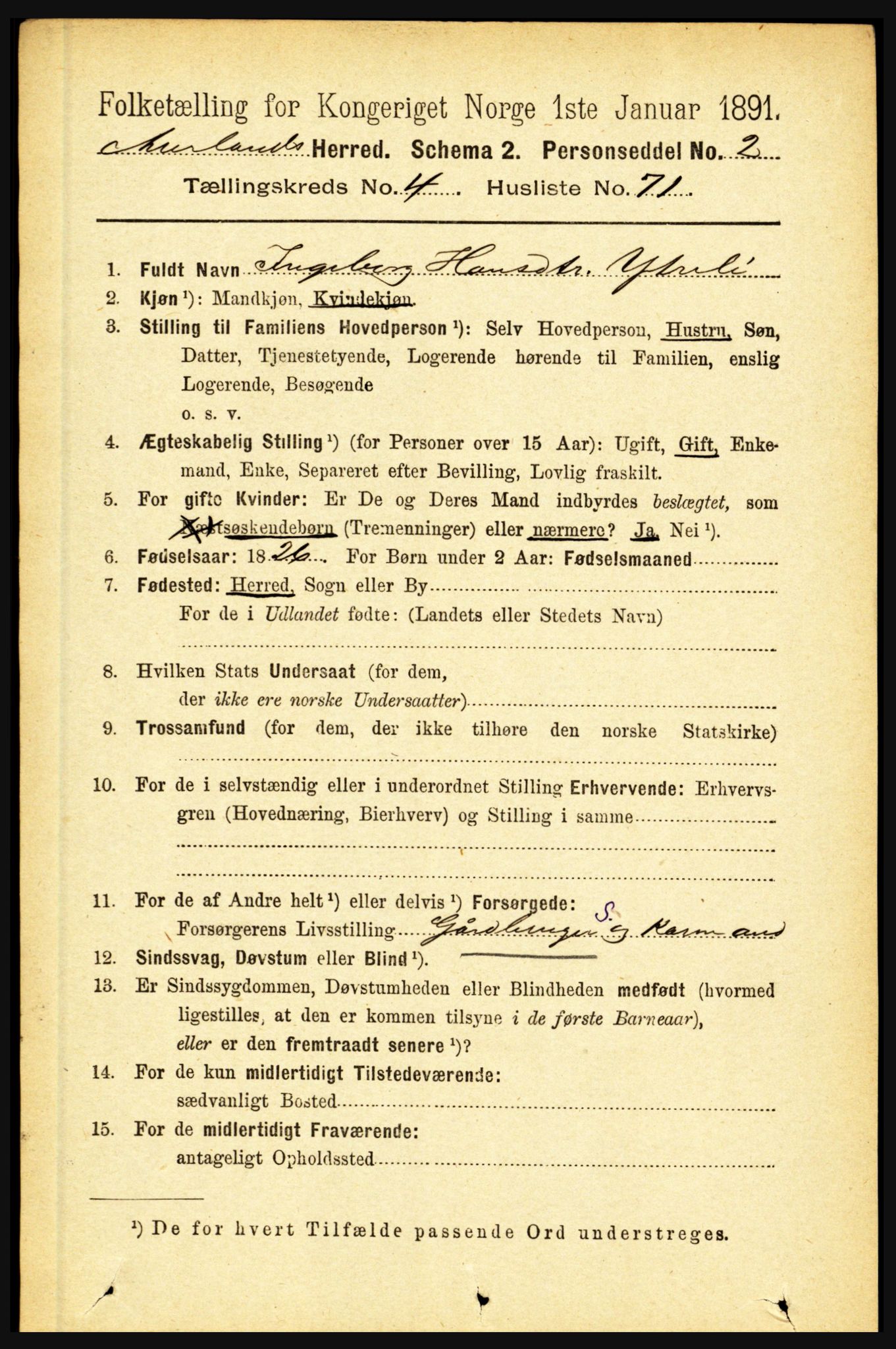 RA, 1891 census for 1421 Aurland, 1891, p. 1703