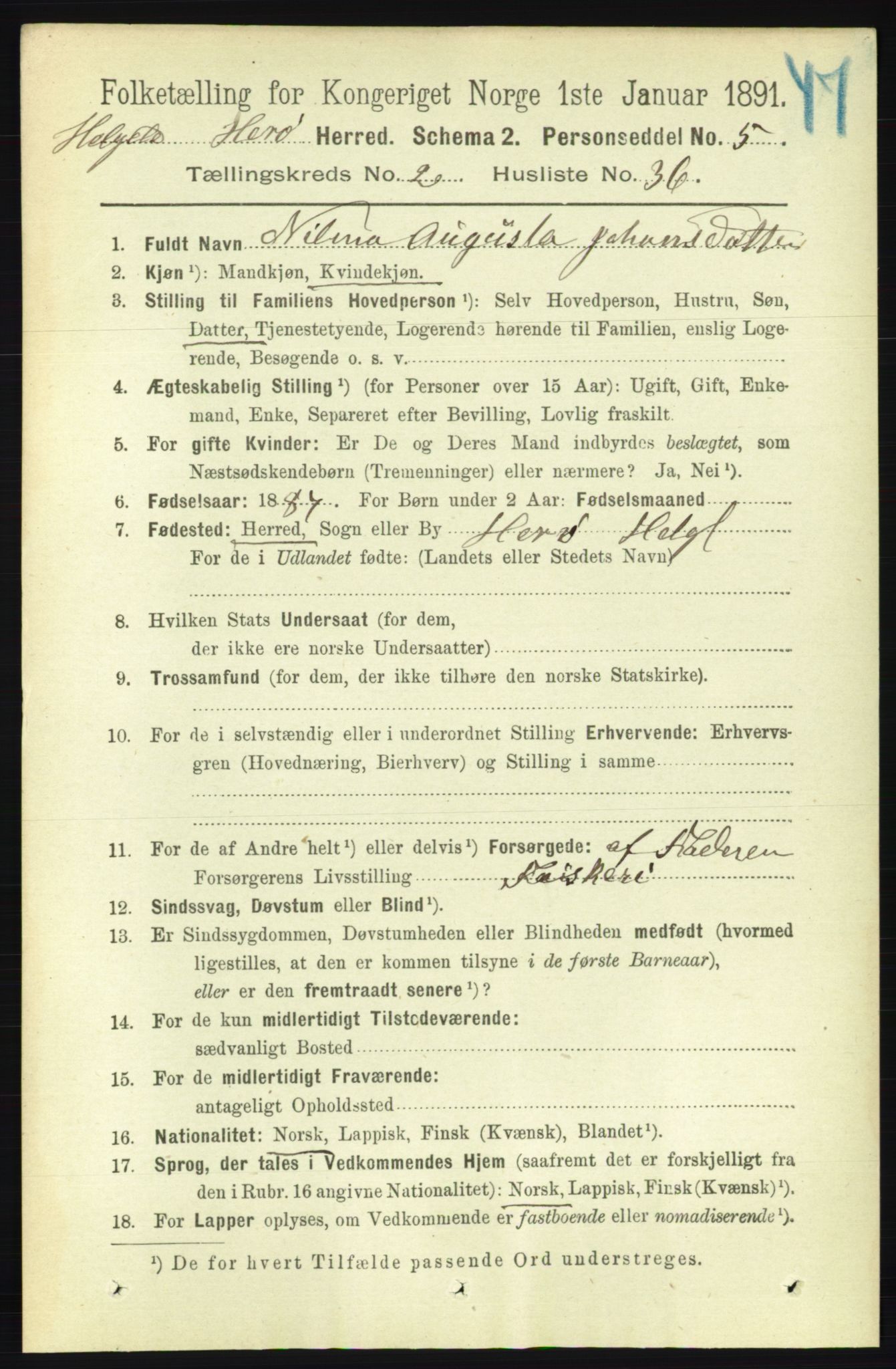 RA, 1891 census for 1818 Herøy, 1891, p. 488