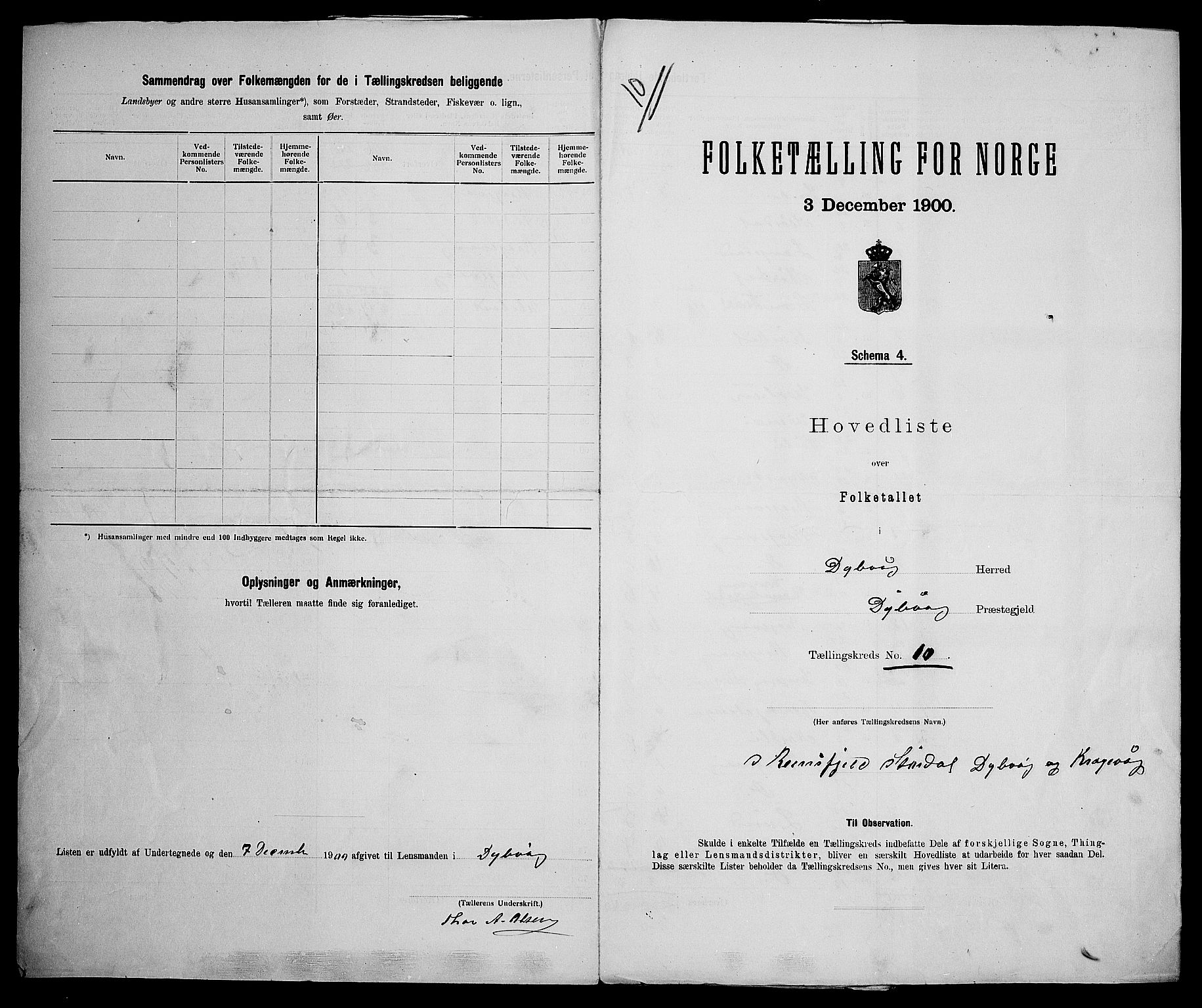 SAK, 1900 census for Dypvåg, 1900, p. 43