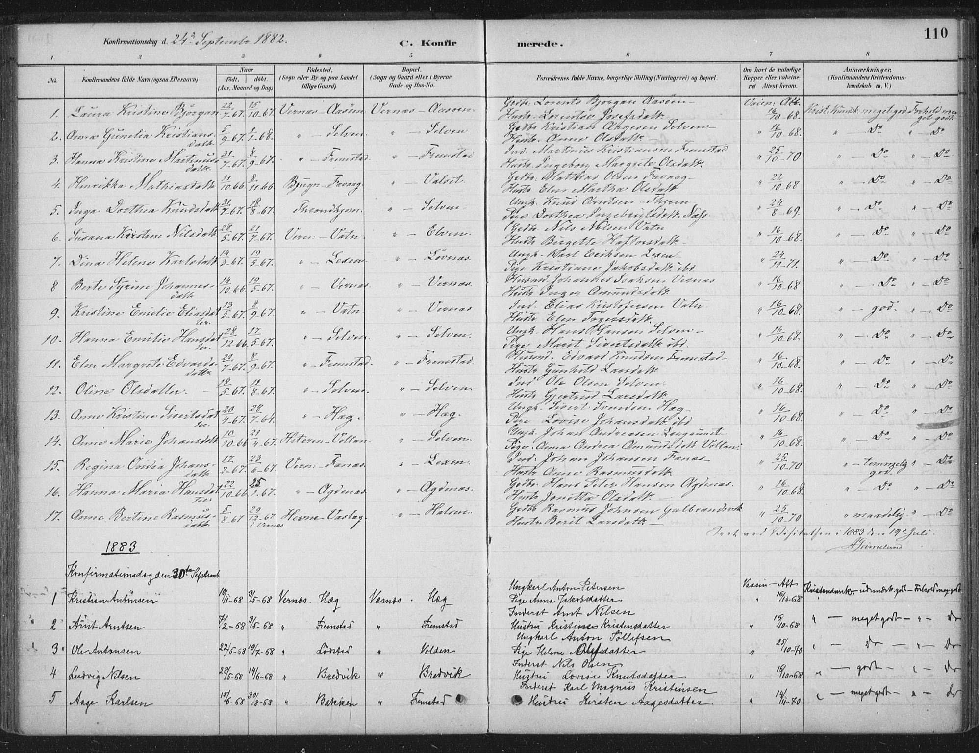 Ministerialprotokoller, klokkerbøker og fødselsregistre - Sør-Trøndelag, SAT/A-1456/662/L0755: Parish register (official) no. 662A01, 1879-1905, p. 110
